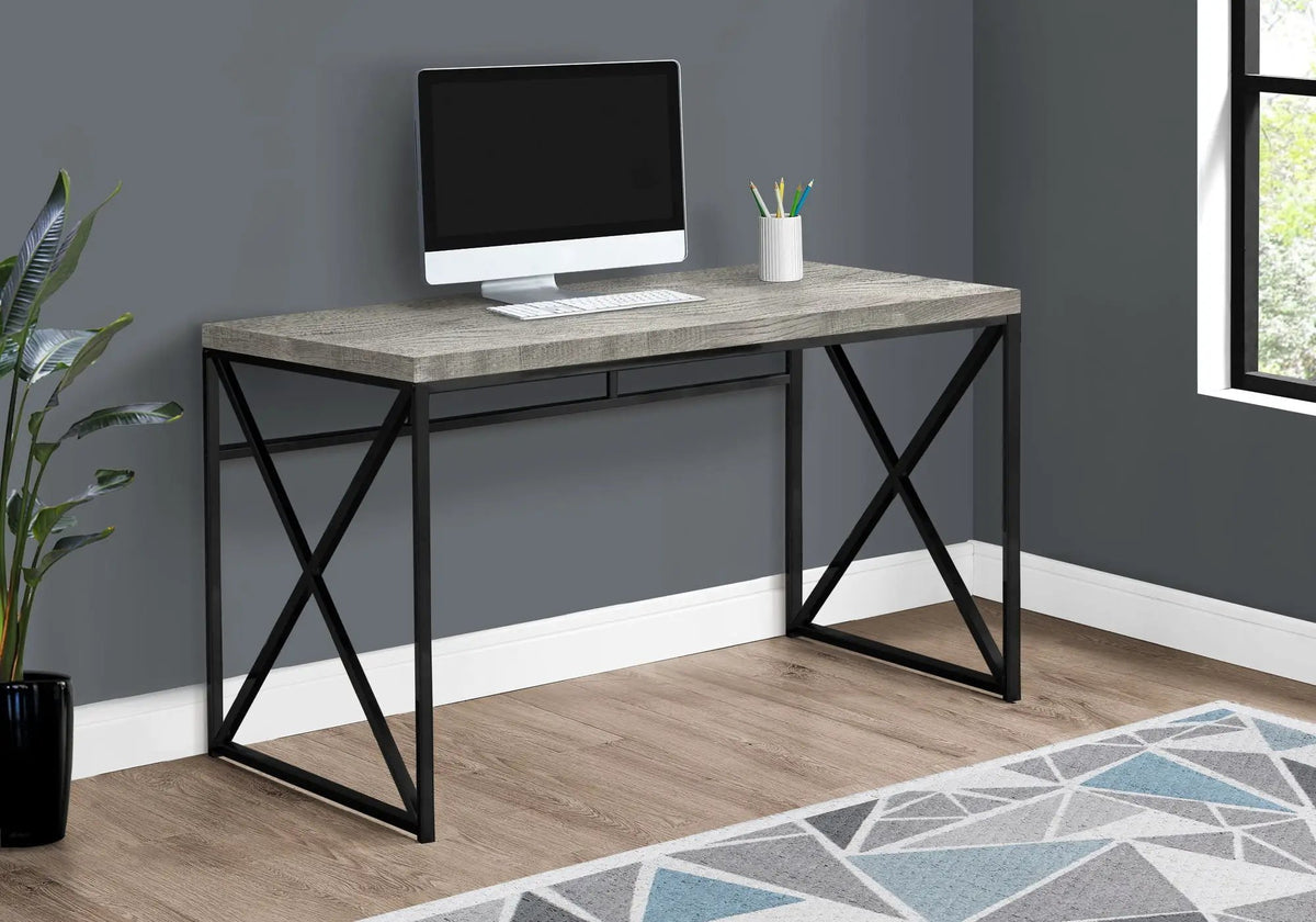 Glossy Computer Desk | 47.25 Inch Width | X-Design Metal Base | Easy-Clean Glossy Surface
