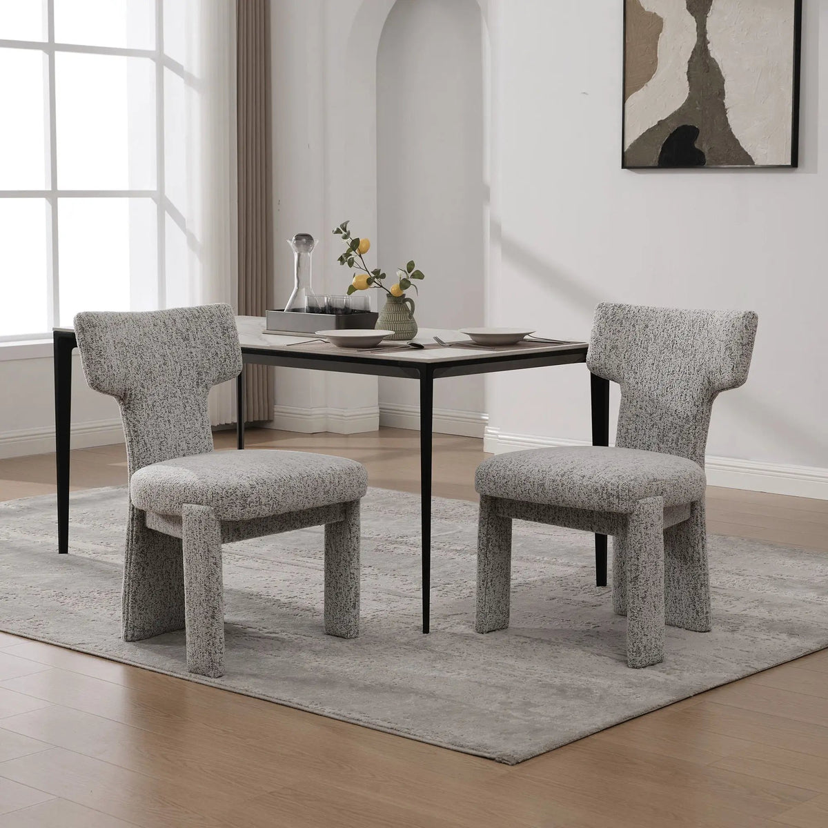Armless Accent Chairs | Curved Back | Futuristic Design | Foam Padded Fabric
