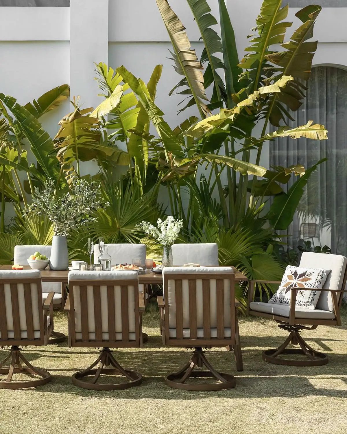 Nine Piece Outdoor Patio Dining Set with Swivel Chairs from PriceLows™