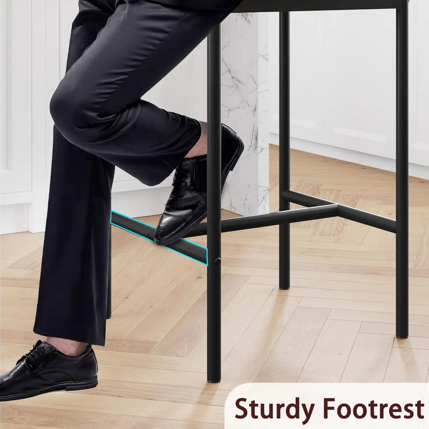 Upholstered Bar Stools Set of Two with Backrest from PriceLows™