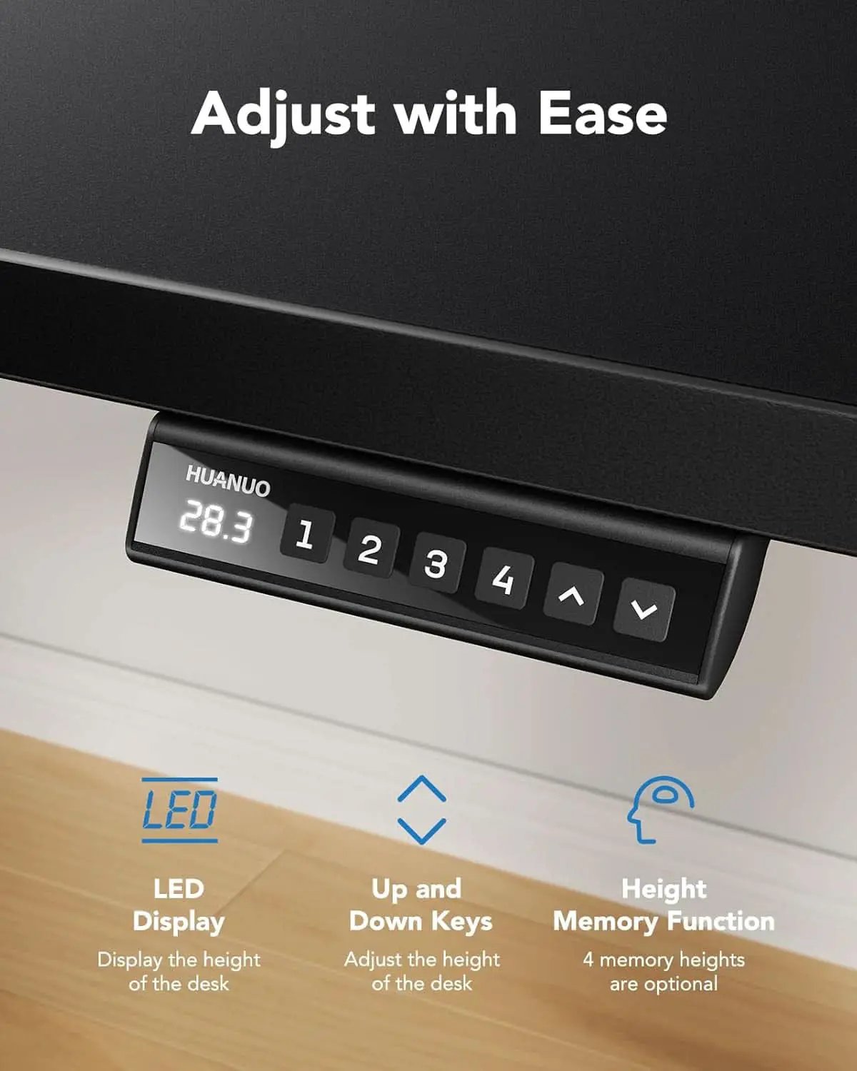 Electric Standing Desk 48x24 Inch Adjustable Height 4 Memory Settings Black from PriceLows™