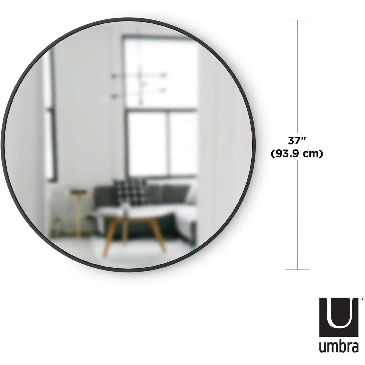 Round Rubber Wall Mirror 37 Inch Diameter With Protective Rubber Frame from PriceLows™
