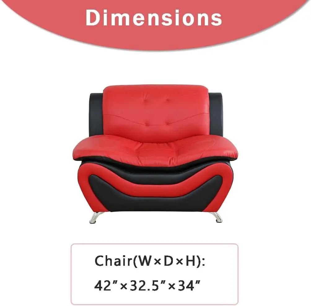 Two Tone Black And Red Leather Sofa Set For Living Room from PriceLows™