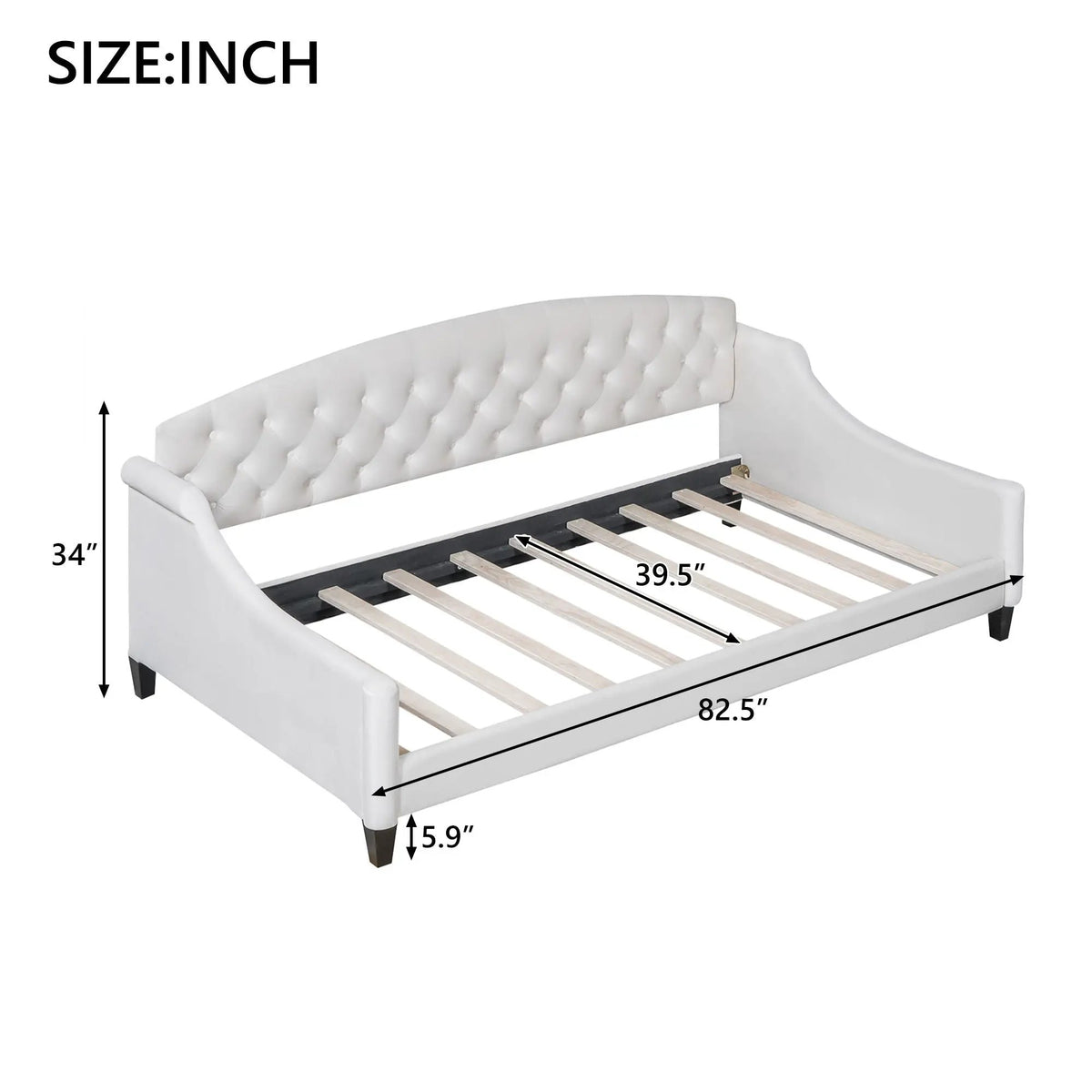 Tufted Button Daybed | Modern Design | Reinforced Slats | Solid Legs