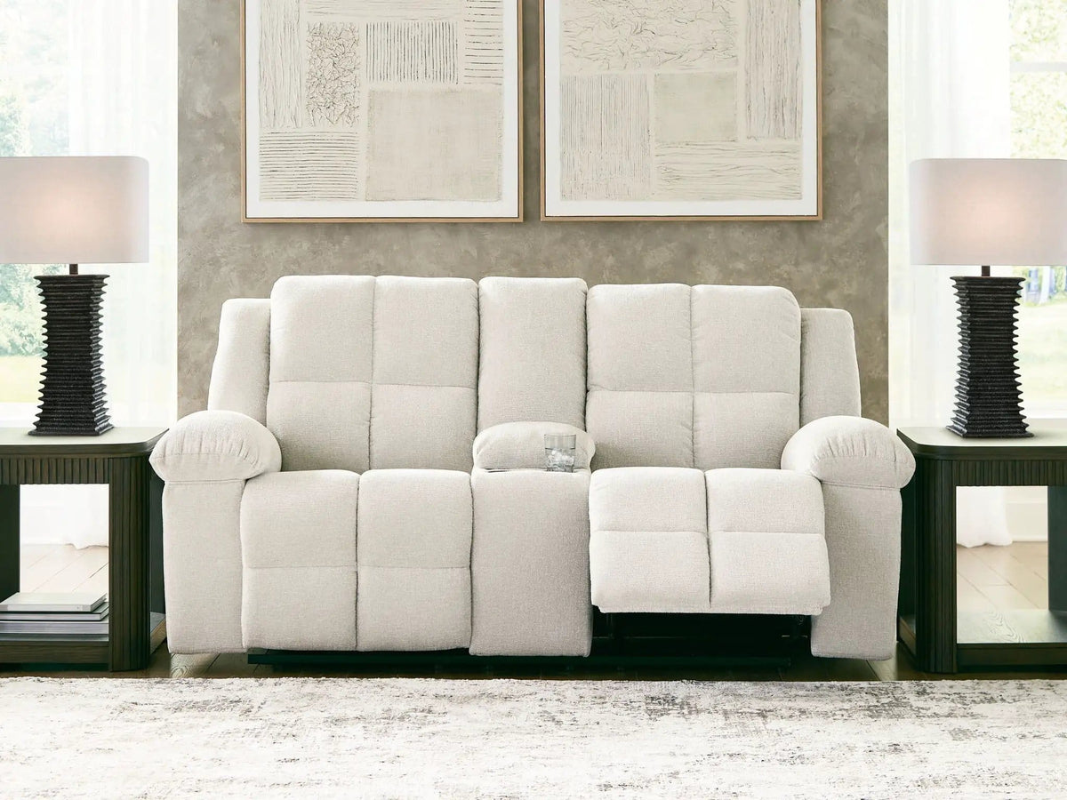 Orlen Double Reclining Loveseat With Console | 80 x 43 x 41 in | Fabric & Metal | Winter