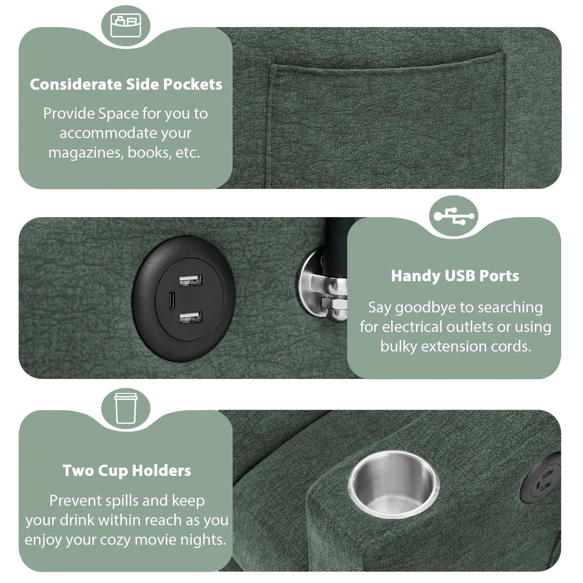 Convertible Sofa Bed | Adjustable Backrest | USB Charging Ports