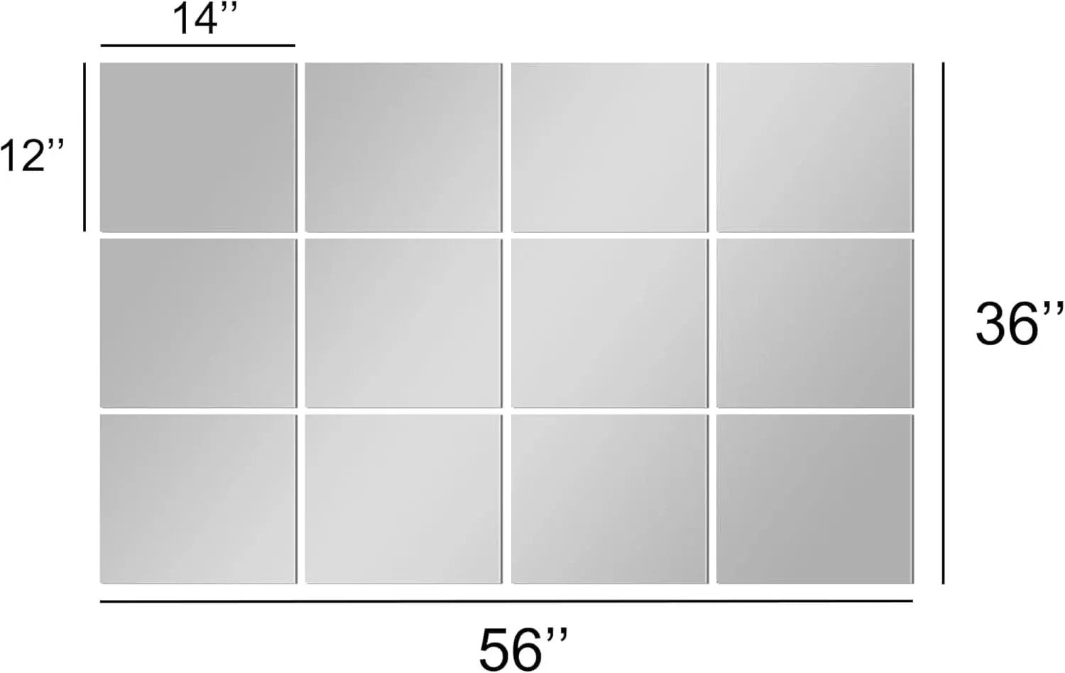 14 By 12 Inch Home Gym Mirror Tile Set For Wall 12 Pcs from PriceLows™