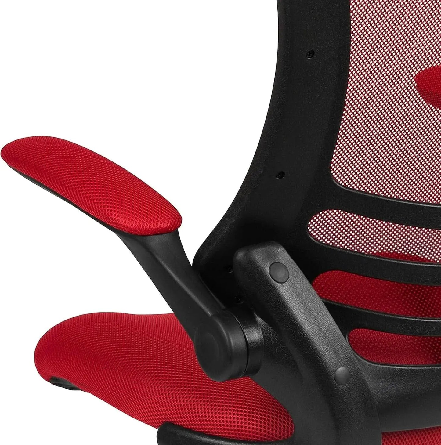 Kelista Red Mid Back Swivel Office Chair With Flip Armrests from PriceLows™