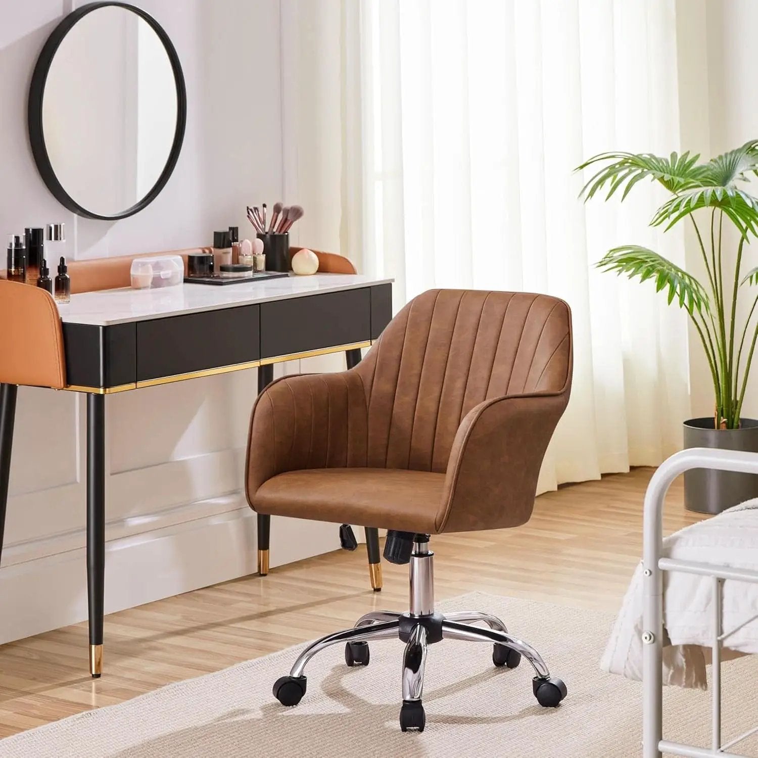 Height Adjustable Brown Ergonomic Office Desk Chair from PriceLows™