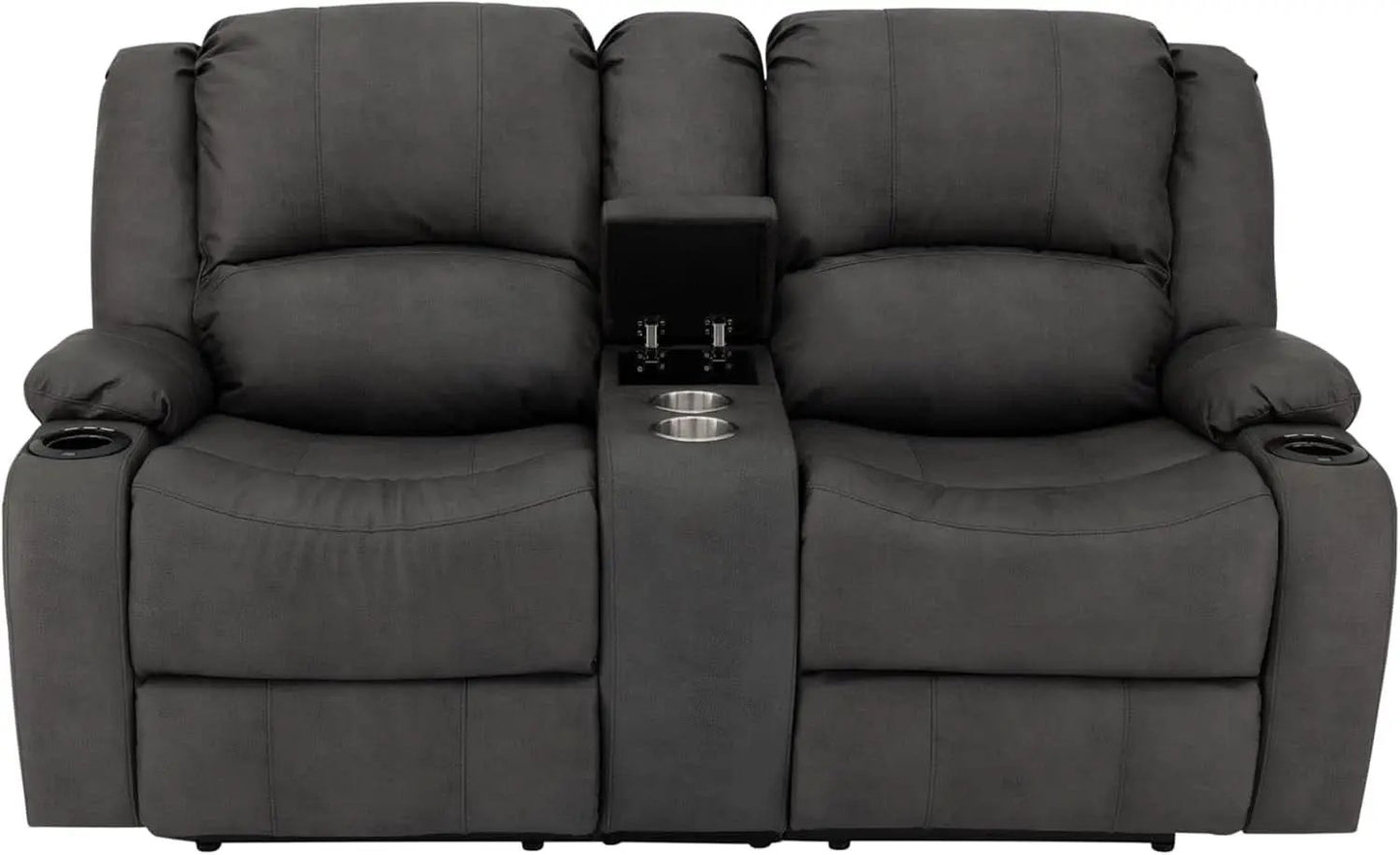 67 Inch Powered Wall Hugger Recliner Sofa Gunmetal Fabric from PriceLows™
