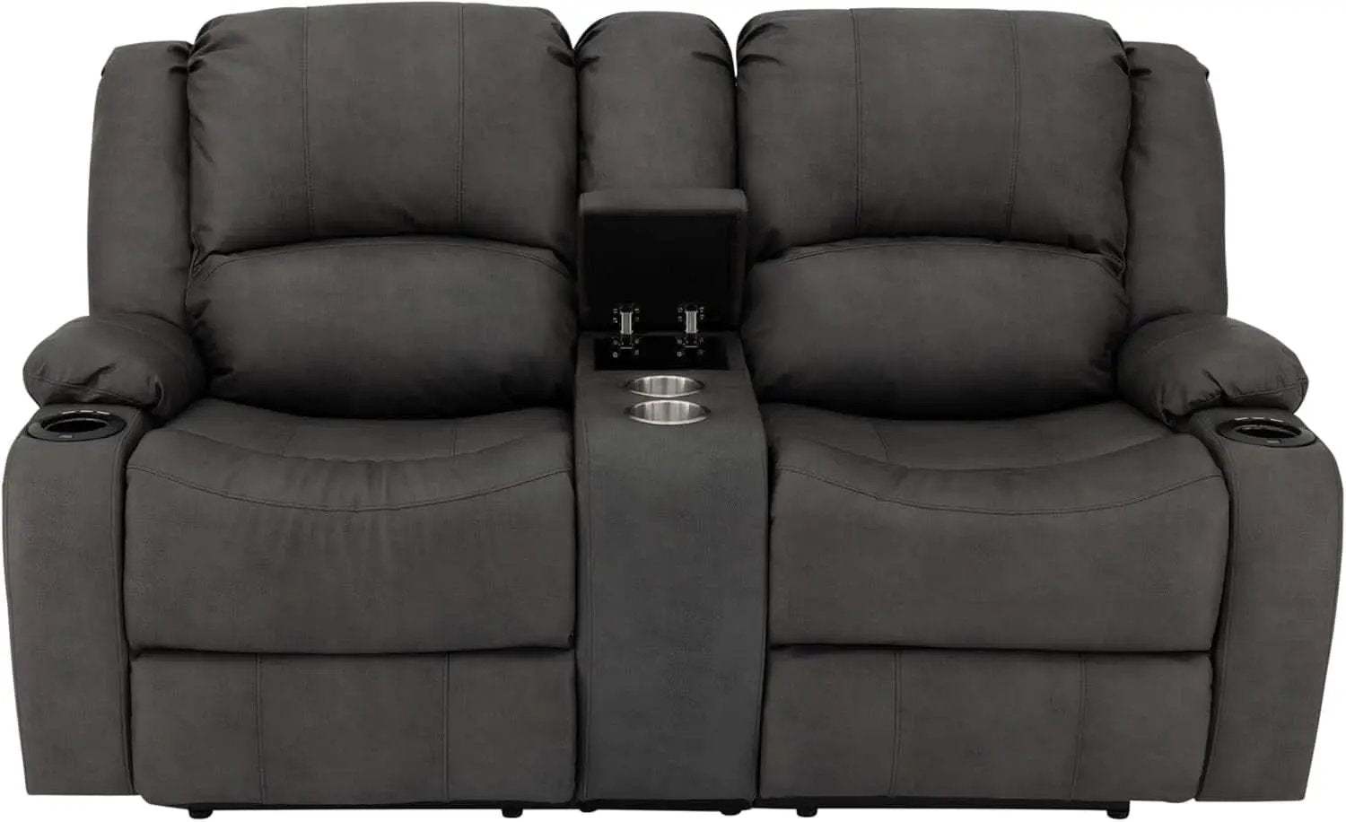67 Inch Powered Wall Hugger Recliner Sofa Gunmetal Fabric from PriceLows™