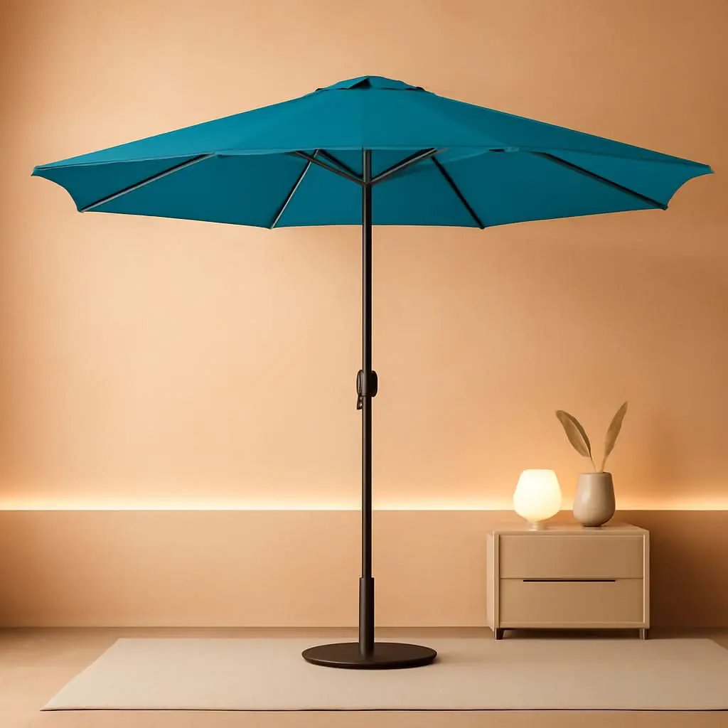 9 Ft Solar LED Patio Umbrella With Tilt And Crank Cerulean from PriceLows™
