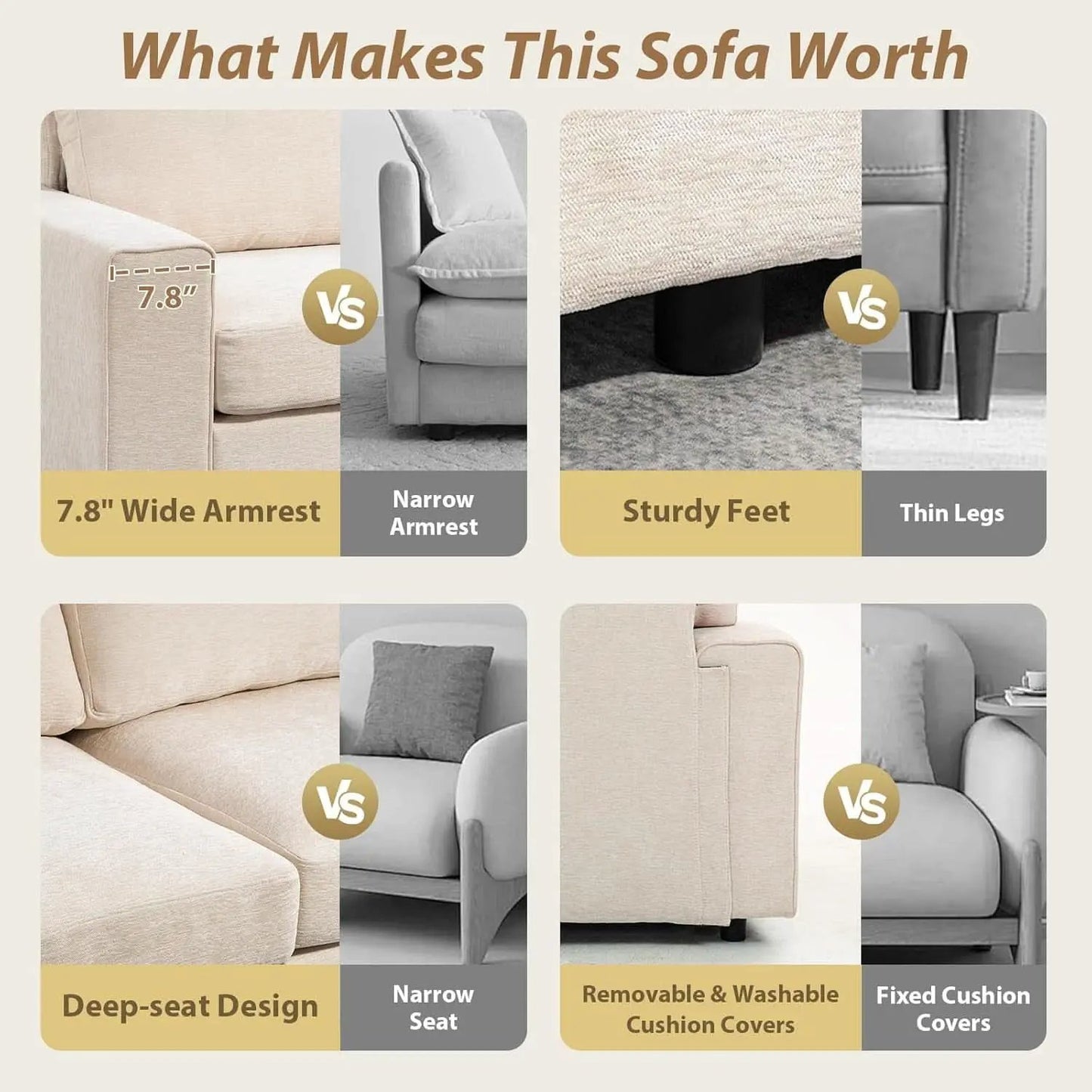 Seventy One Inch Beige Chenille Modular Sofa Collection from PriceLows™