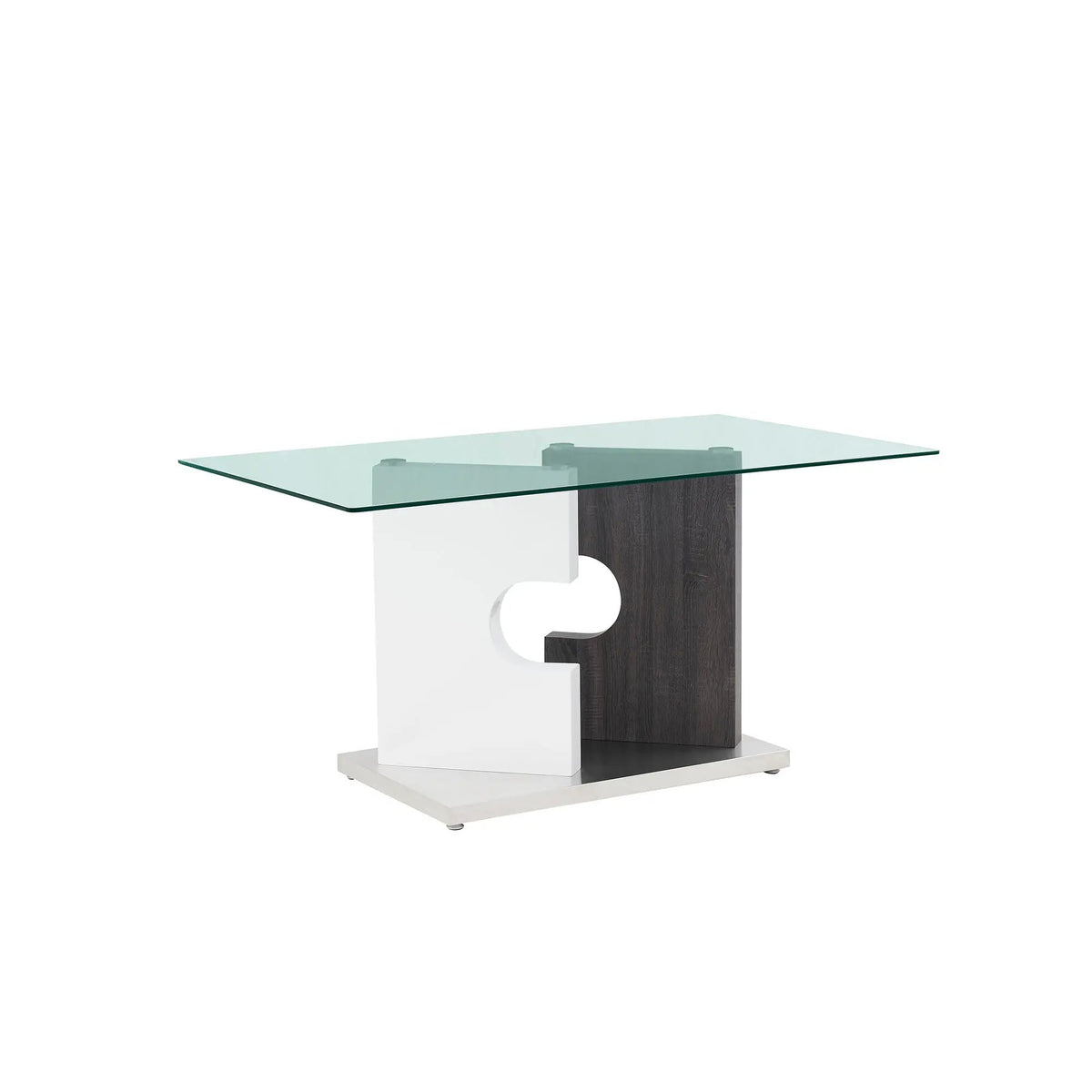 Iris Dining Table | Gray | 59 Inch Width | Two-Tone Pedestal Base