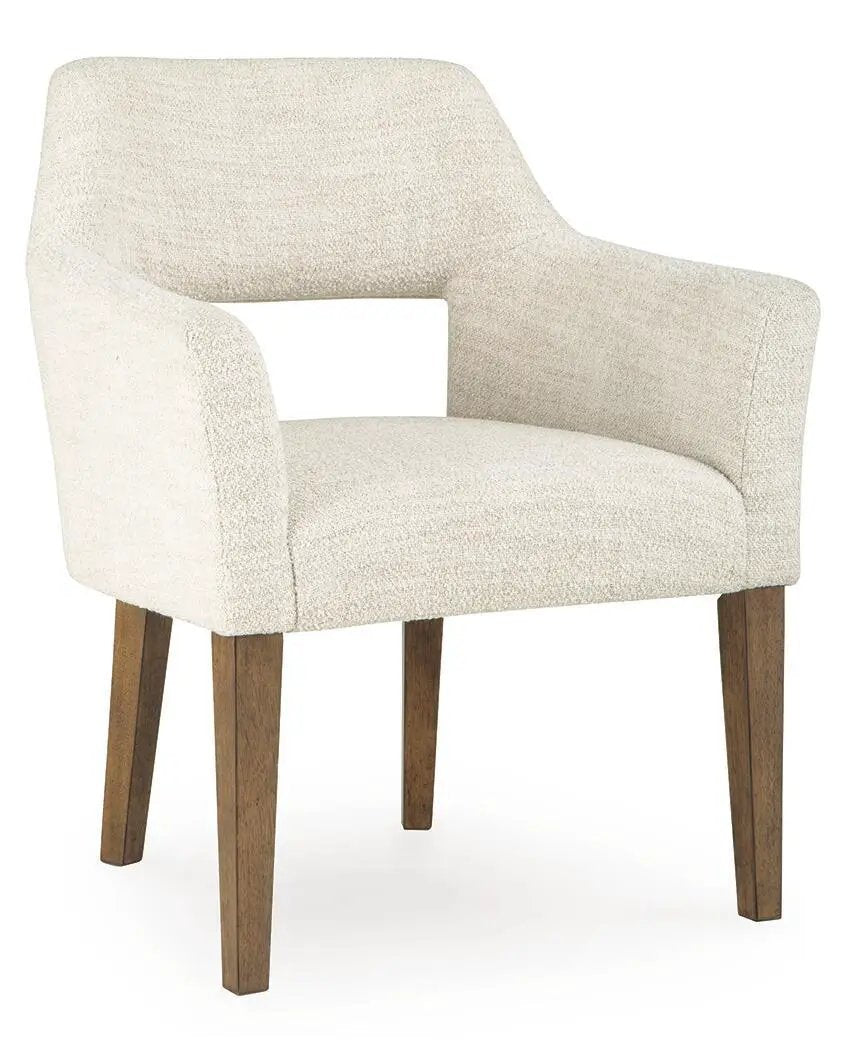 Marxmore Dining Arm Chairs | Set Of 2 | Beige And Brown | Upholstered Seats