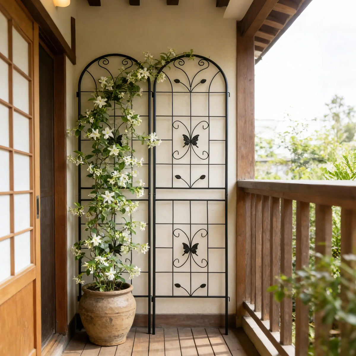 Garden Metal Trellis | Rustproof | Extendable 80 Inch Width | Galvanized Powder-Coated Pipe