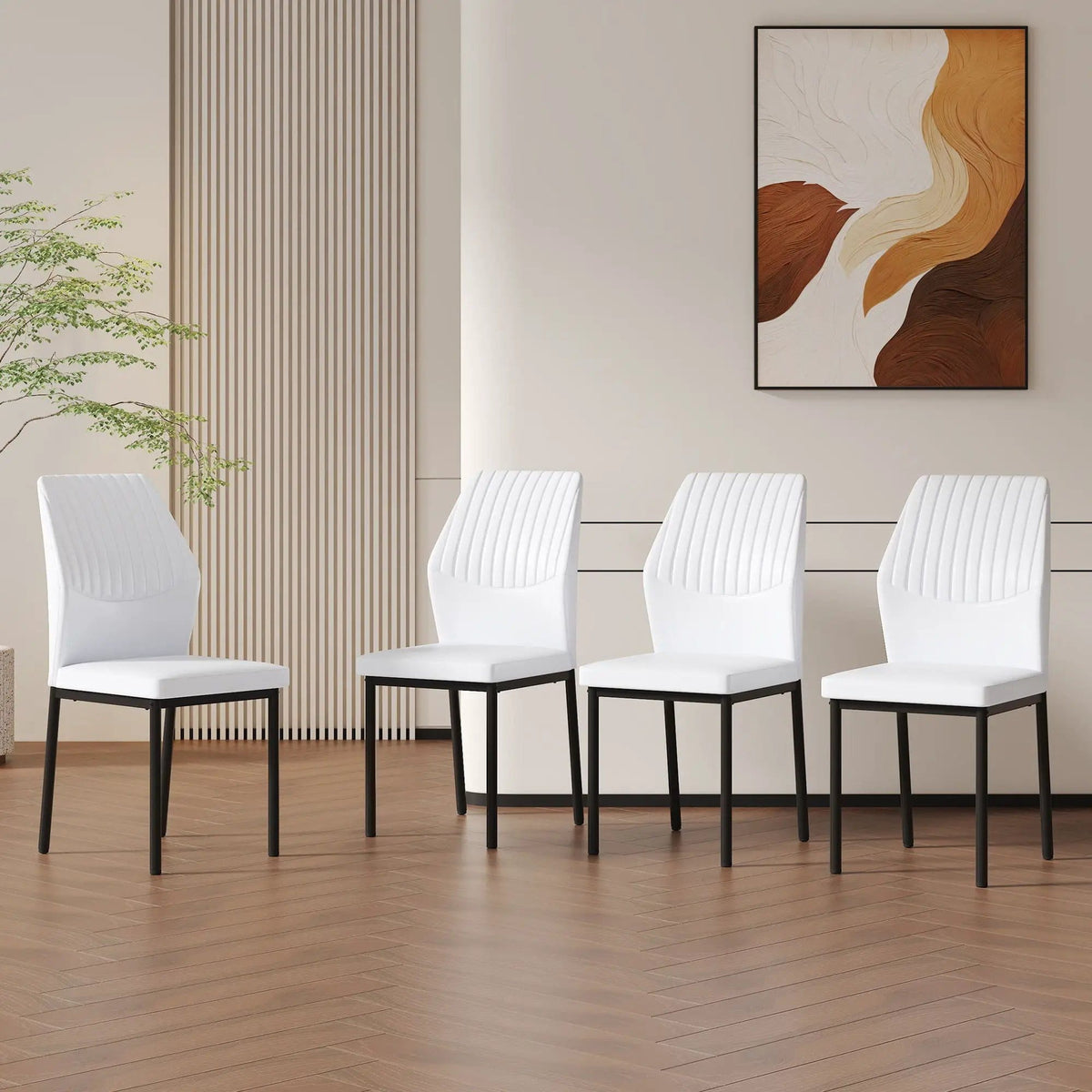 Ergonomic Simple Chair With Metal Leg Chair Set | 3 Pieces | Metal | Dining Room