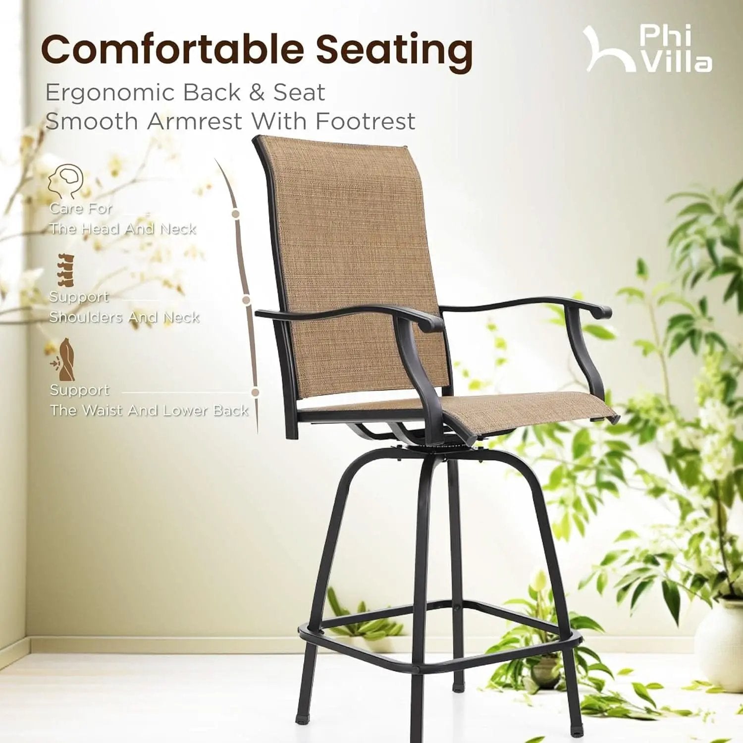 Swivel Outdoor Bar Stools Set of Four Durable Chairs from PriceLows™