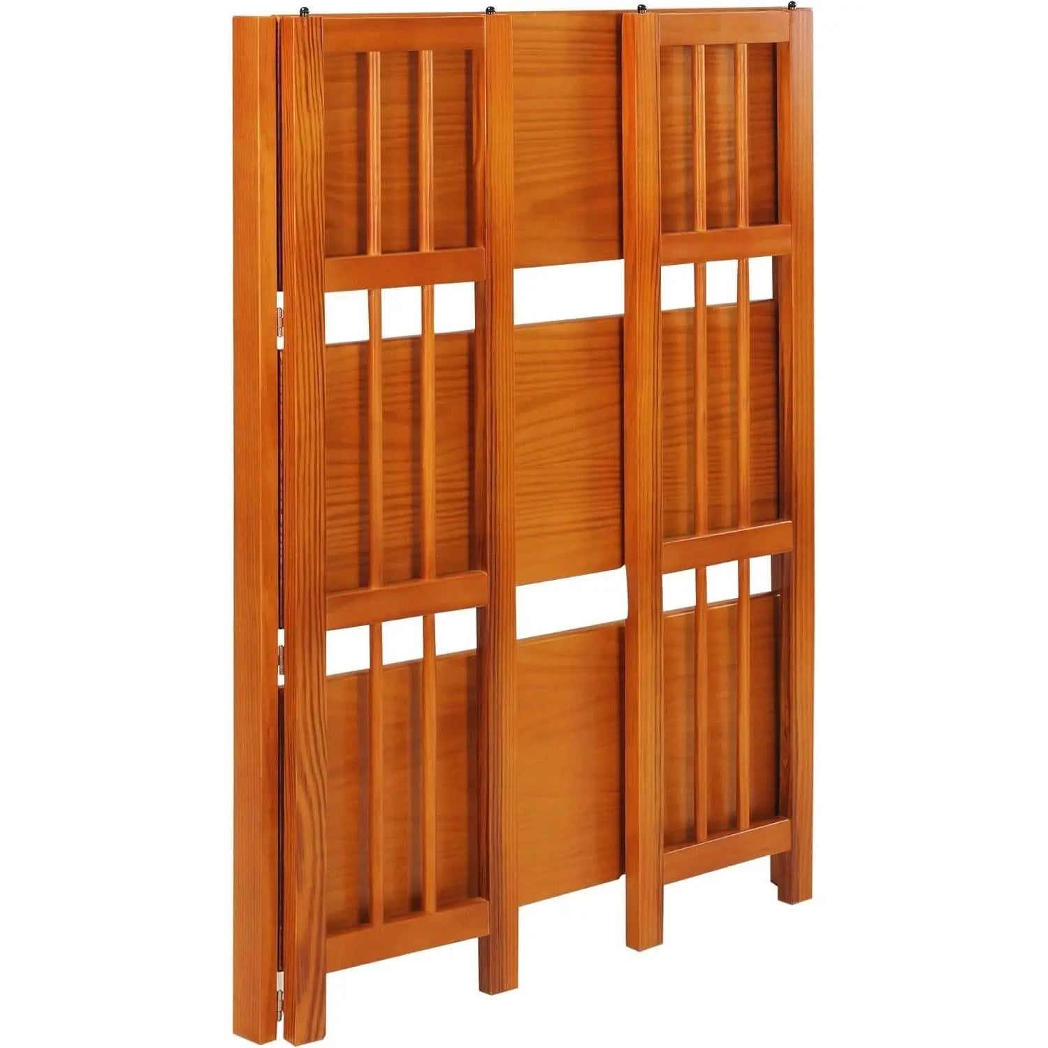 3-Shelf Folding Stackable Bookcase 27.5 Inch Wide Honey Oak from PriceLows™