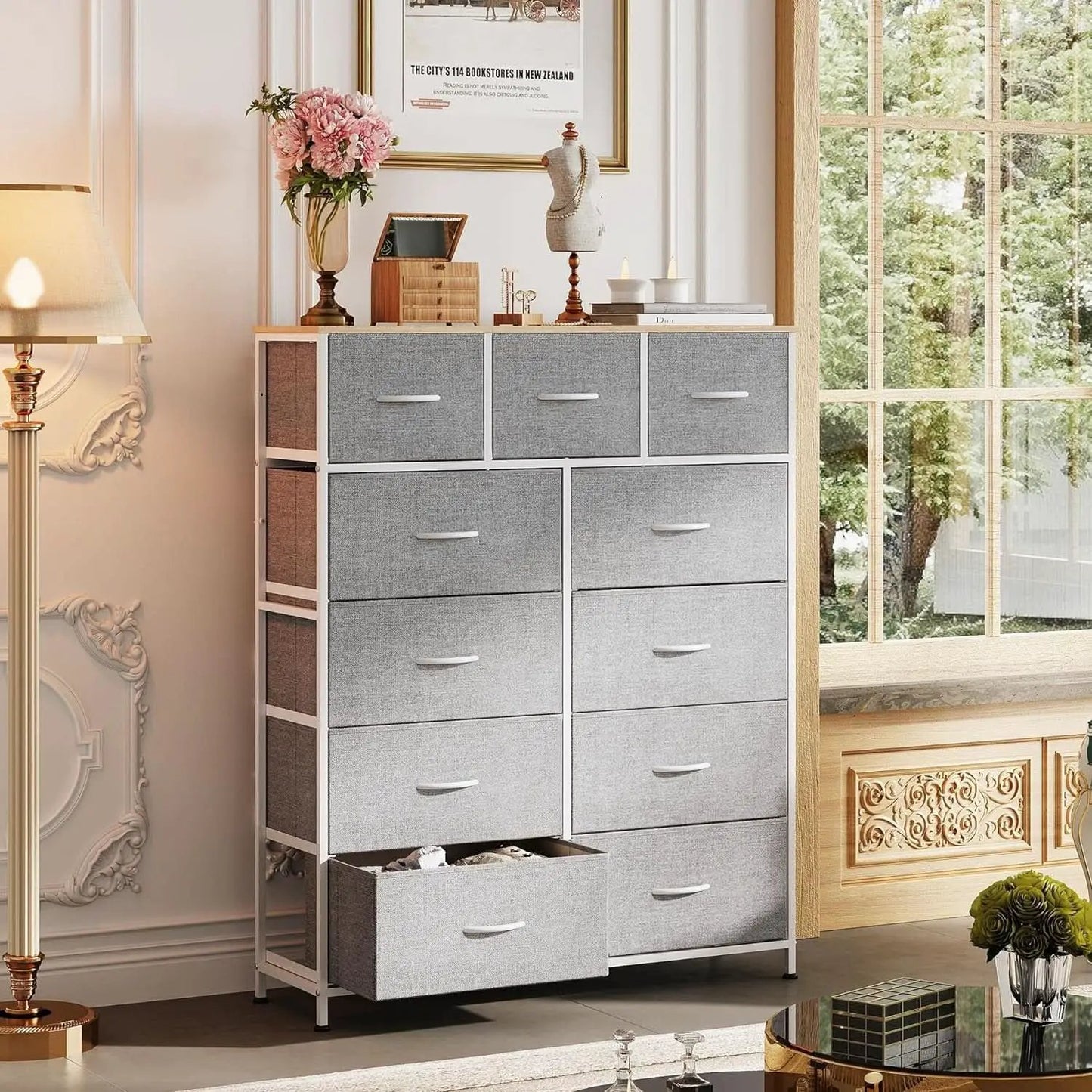Tall Fabric Dresser Storage Tower With 11 Deep Drawers from PriceLows™