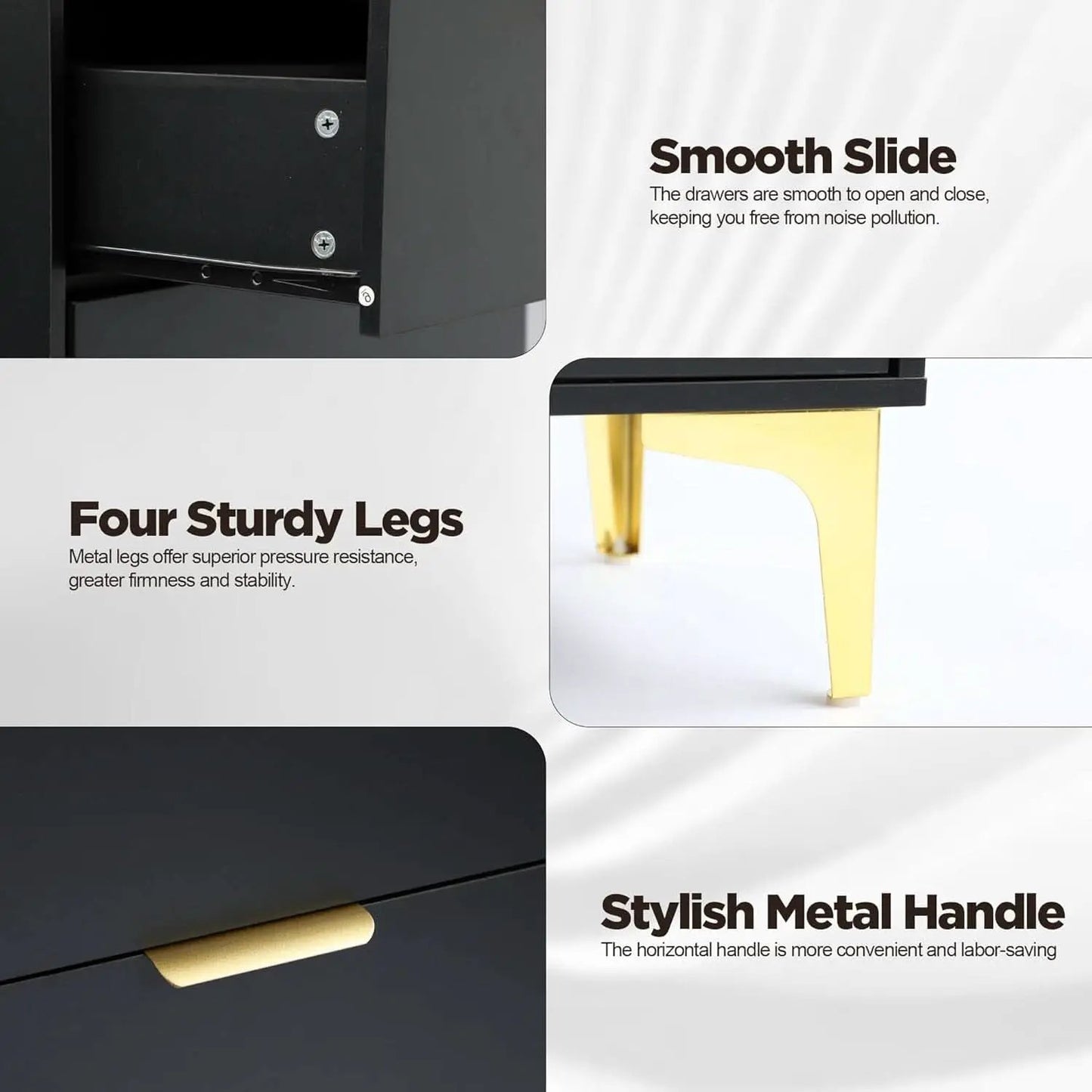 4 Drawer Black Wood Dresser For Bedroom Living Room from PriceLows™