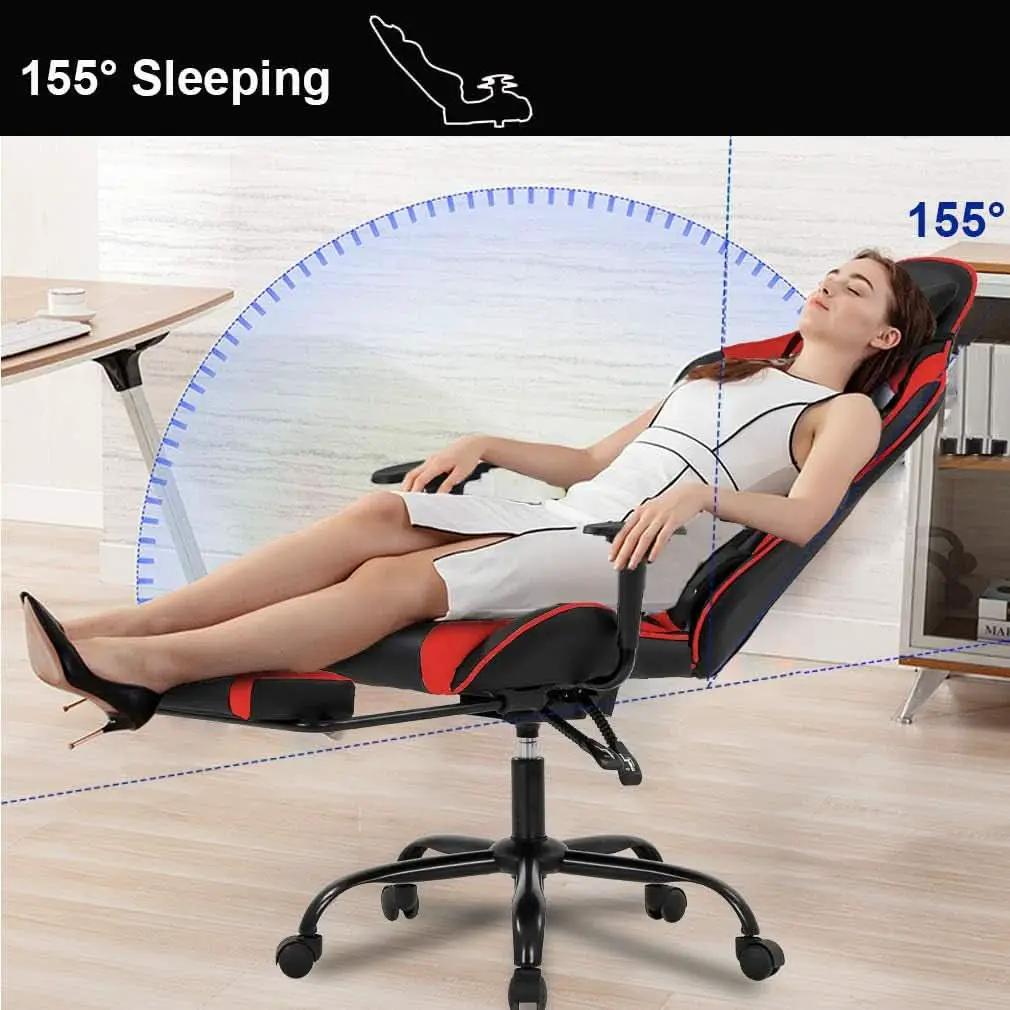 Ergonomic Gaming Chair With Footrest And Lumbar Support Red from PriceLows™