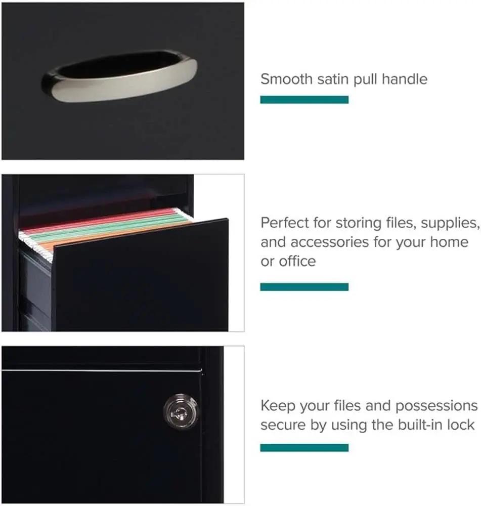 Cooper 3-Drawer Letter File Cabinet Black for Office from PriceLows™