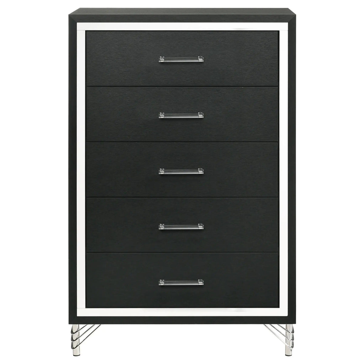 Lucia 5-drawer Bedroom Chest of Drawers | 31.5 x 17.25 x 49.25 in | Metal | Black