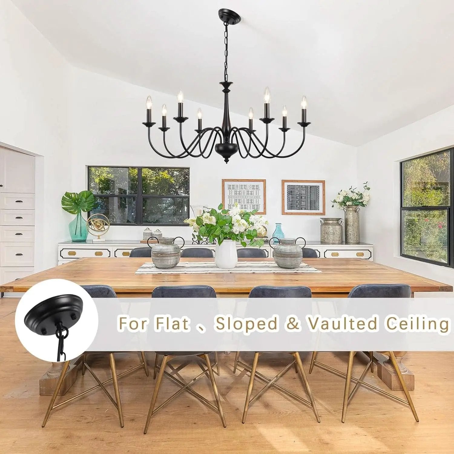 Eight Light Black Farmhouse Chandelier Ceiling Fixture from PriceLows™