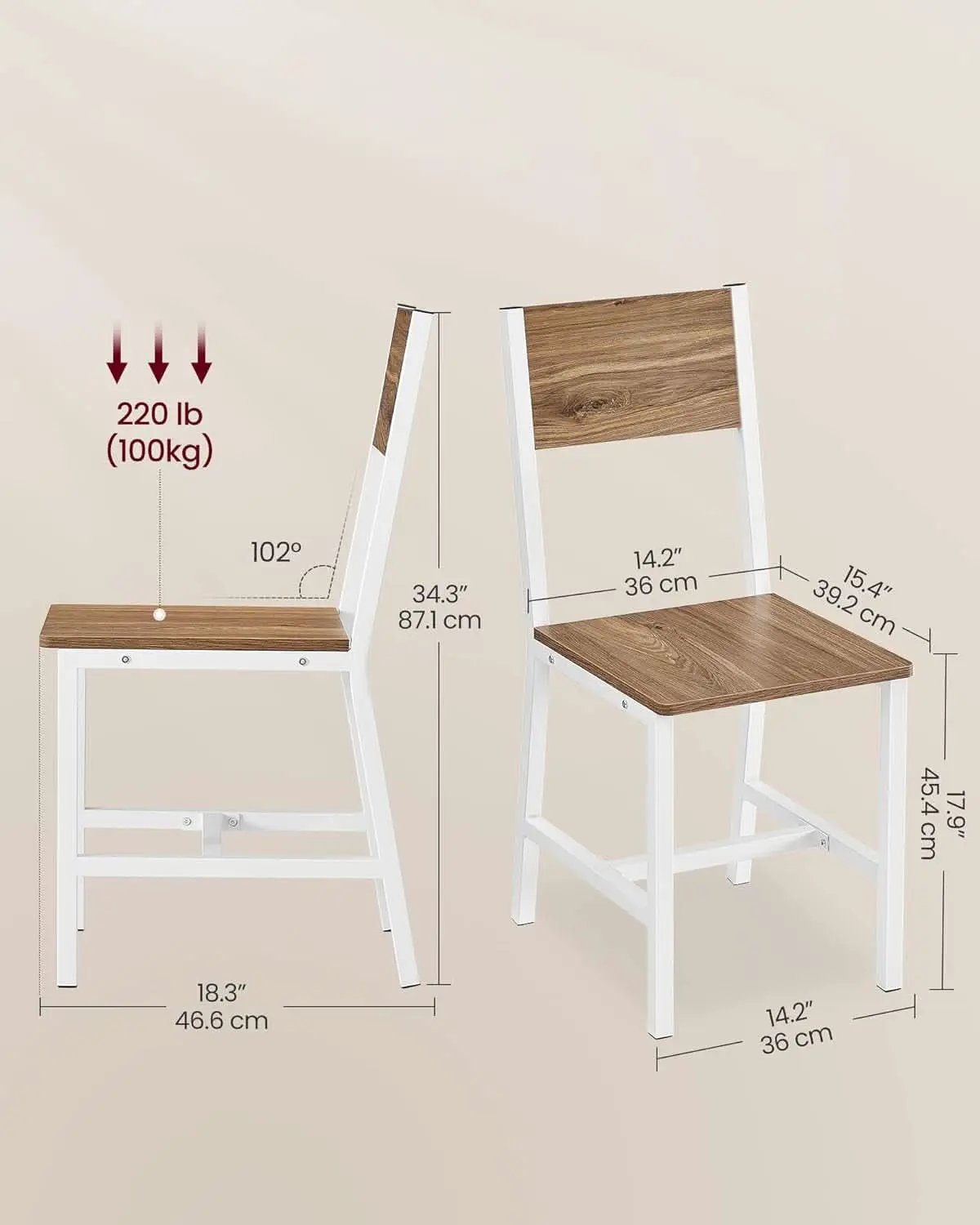 Dining Chair Set Of 2 Rustic Wood With Metal Frame from PriceLows™