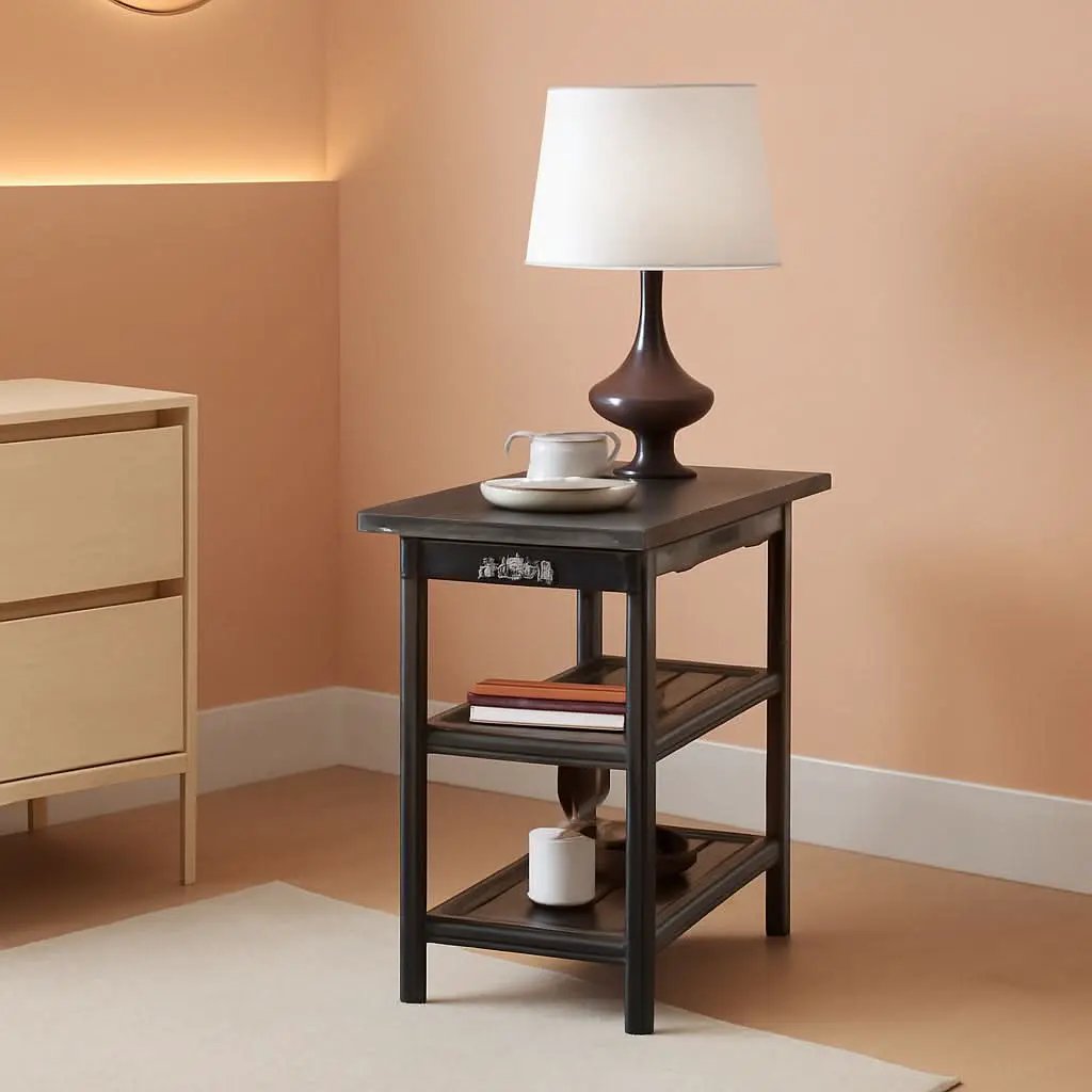 End Table With Charging Station And Flip Top Dark Grey For Small Spaces from PriceLows™