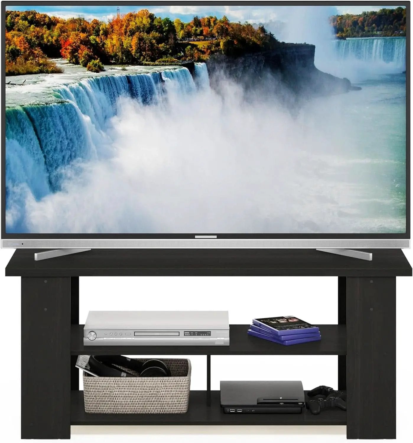 Jaya Espresso TV Stand For 50 Inch Screens Open Shelves from PriceLows™