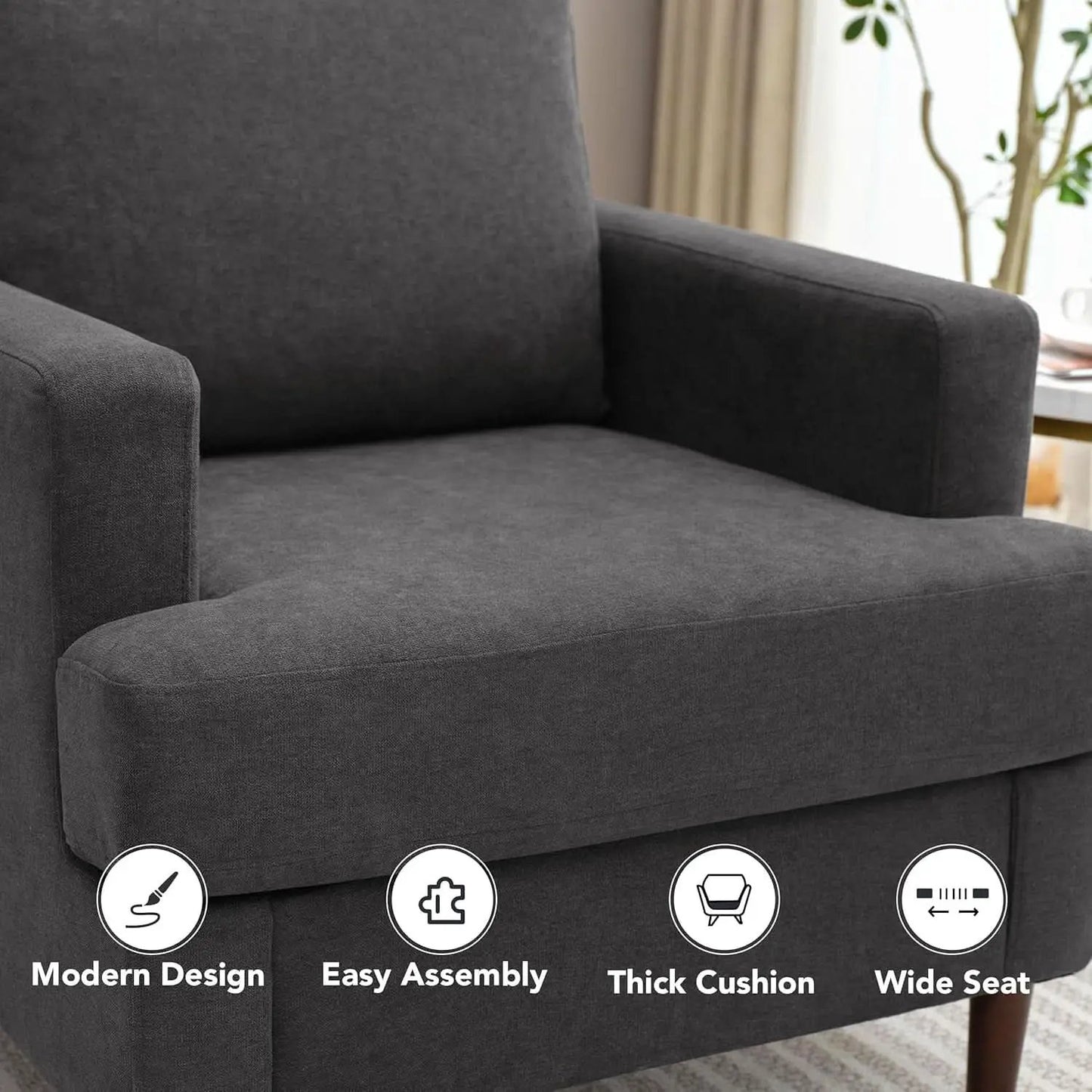 Mid Century Modern Premium Upholstered Armchair Grey from PriceLows™