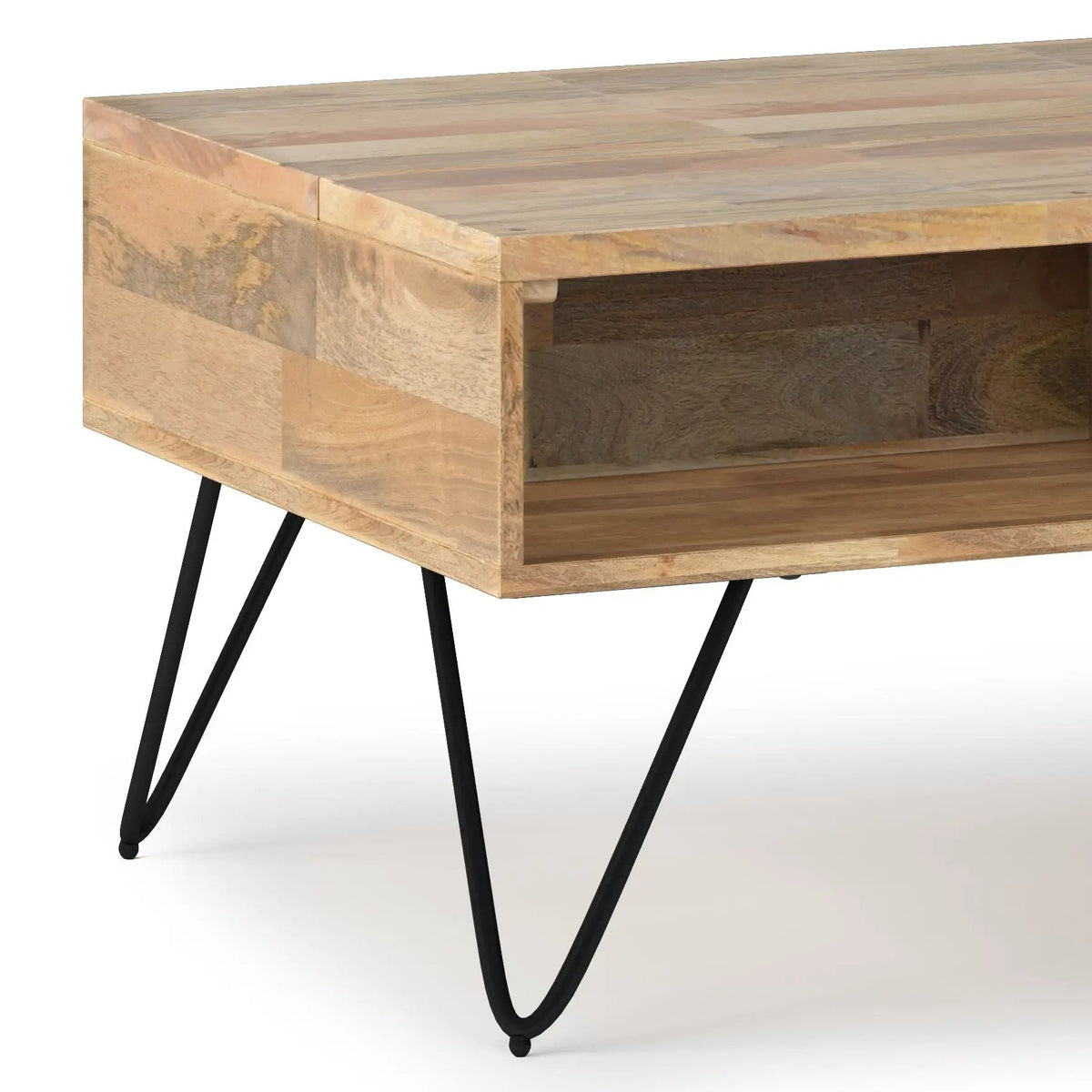 Hunter Lift Top Coffee Table | Handcrafted Solid Mango Hardwood | Split Lift Top | Large Storage Area
