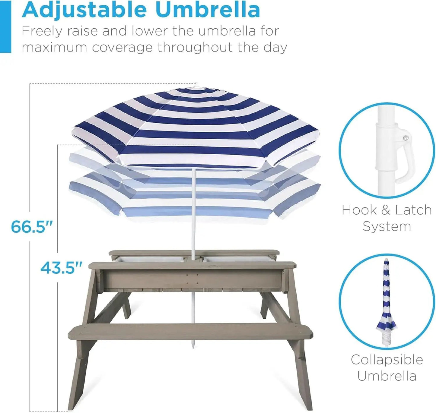 Gray Navy Kids Three In One Sand And Water Table Umbrella from PriceLows™