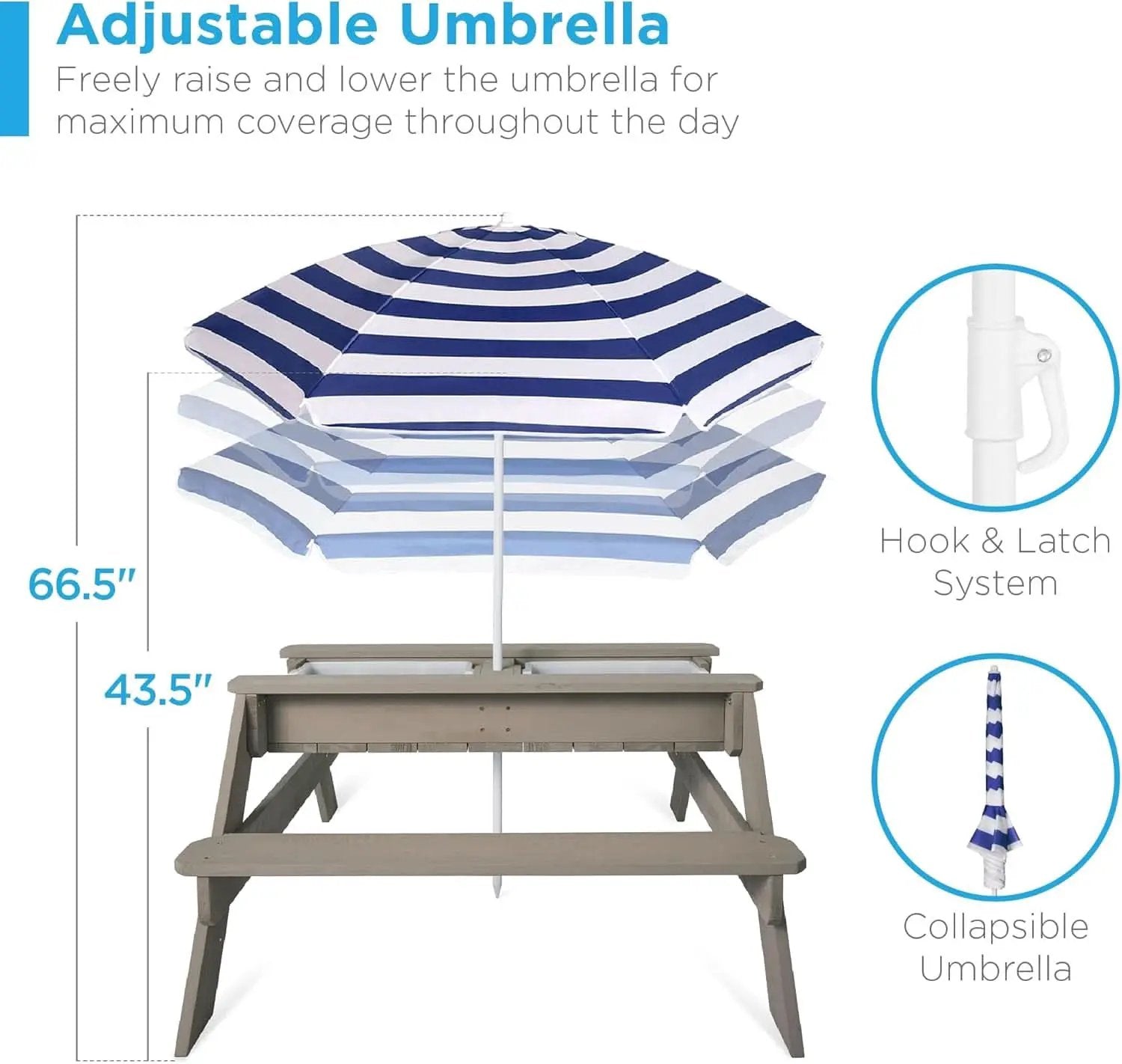 Gray Navy Kids Three In One Sand And Water Table Umbrella from PriceLows™