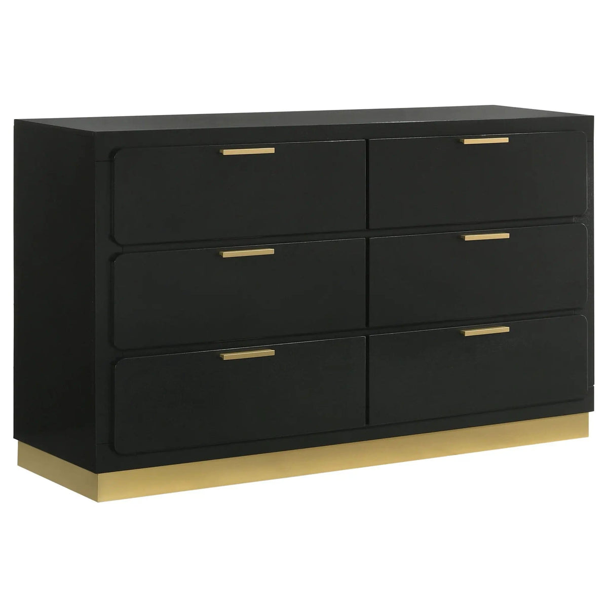 Caraway 6-drawer Dresser | 59 x 17.25 x 34.75 in | Rubberwood & Engineered Wood | Black