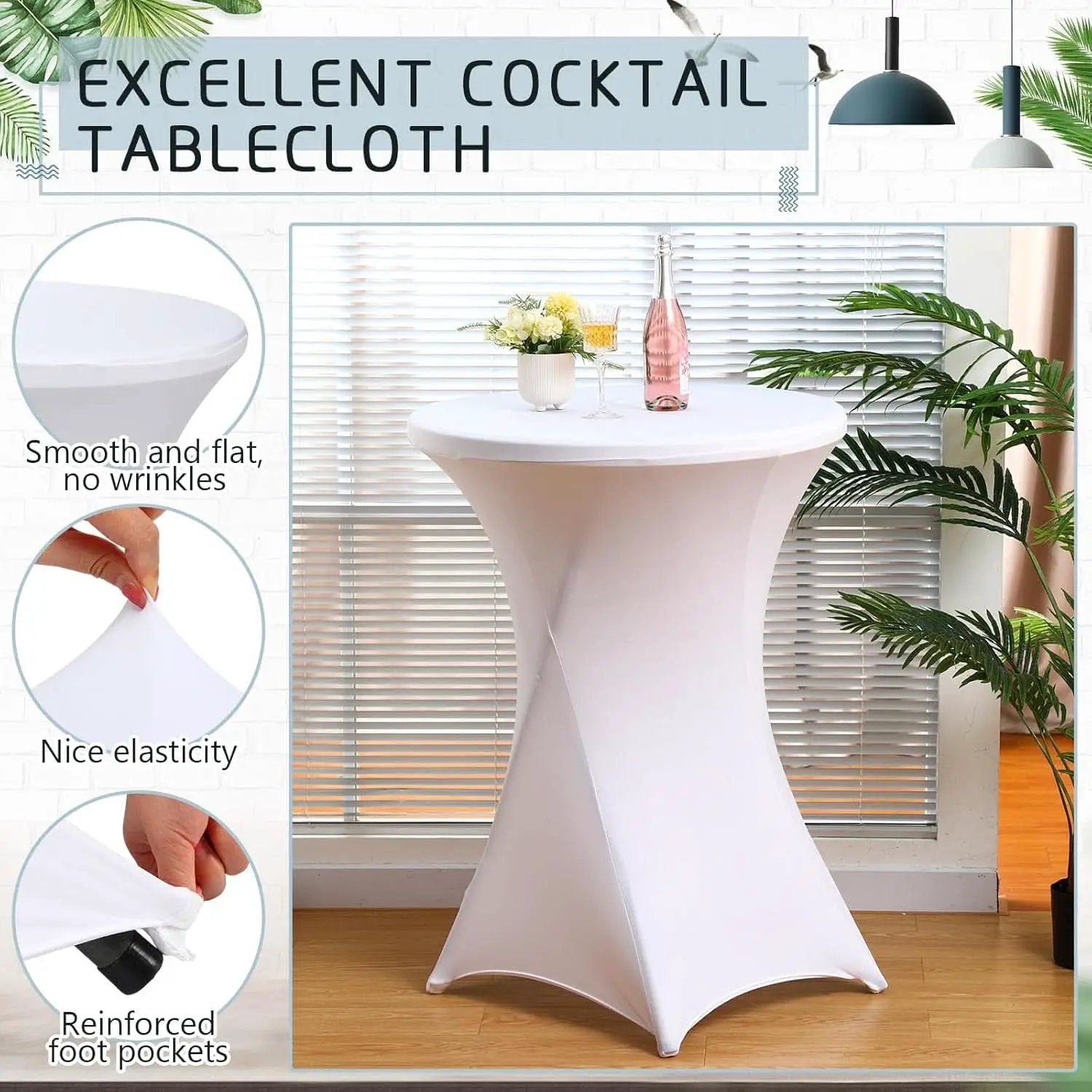 32 Inch White HighTop Collapsible Cocktail Table Set from PriceLows™