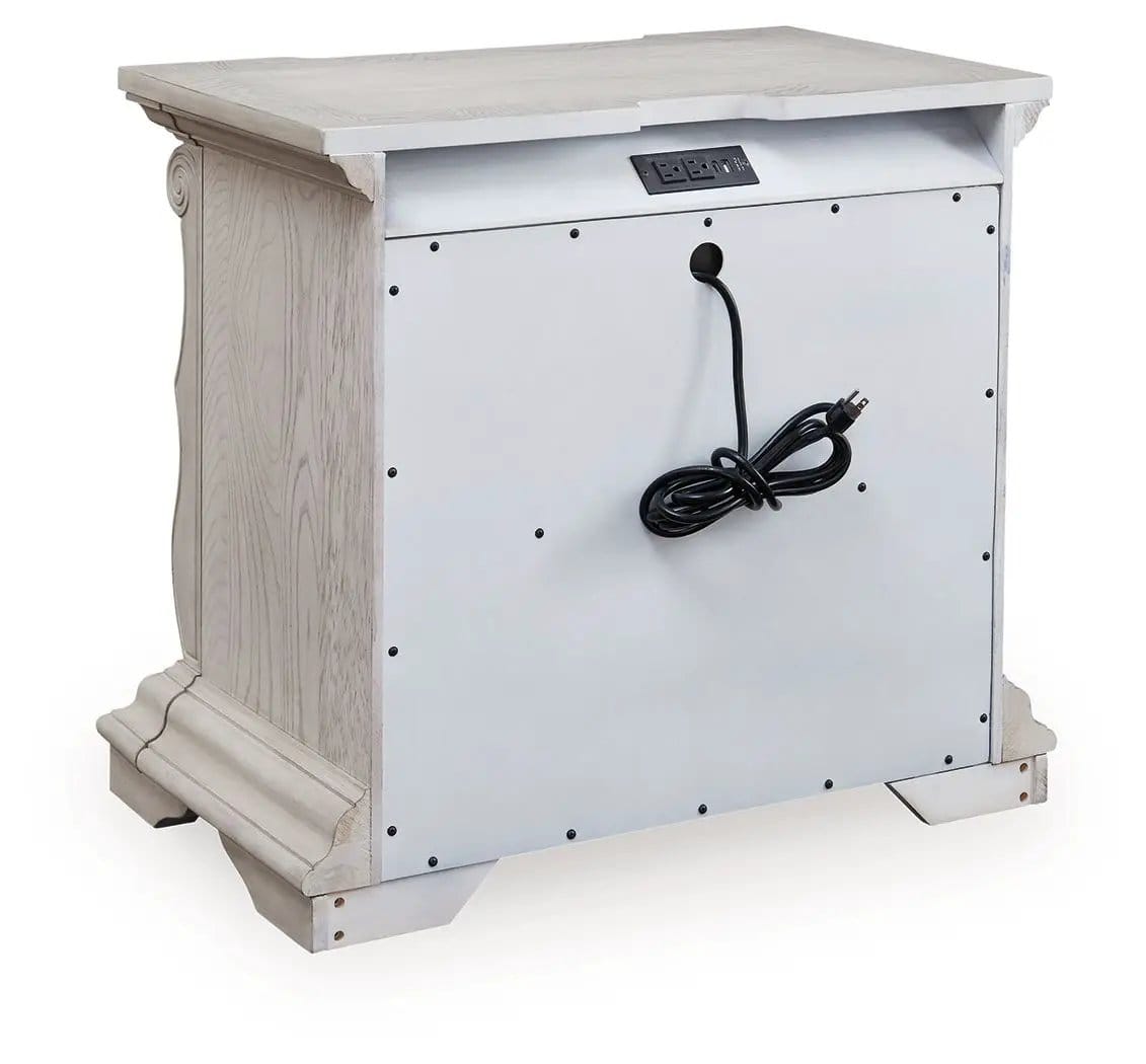 Bruchandi Three Drawer Night Stand Nightstands w/ Charging Station | 33.5 x 20 x 29.75 in | Mdf & Resin | Antique White