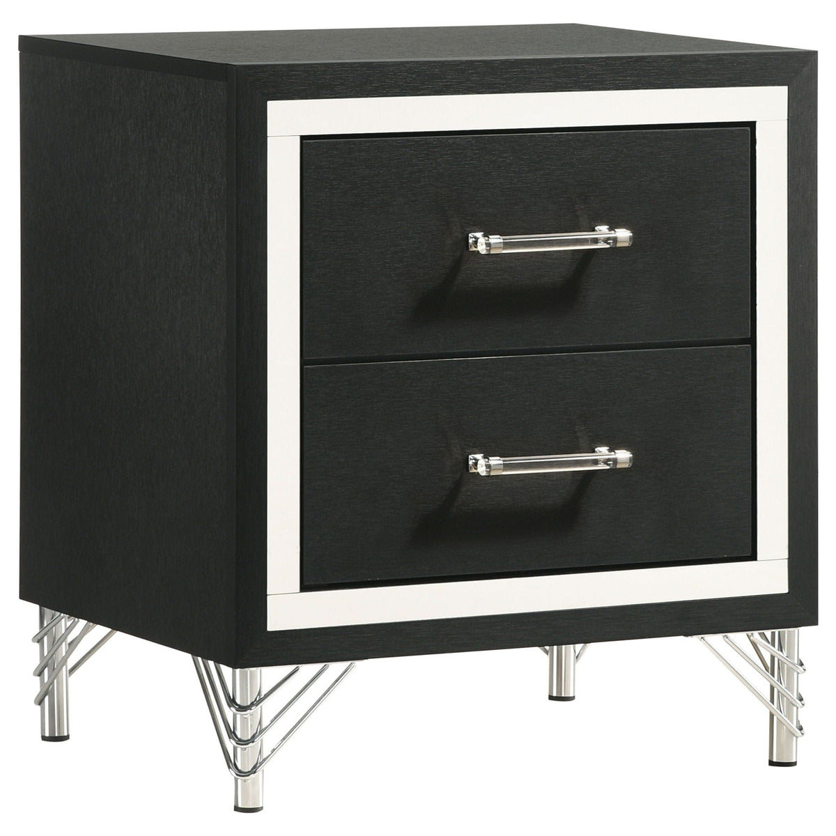 Lucia 2-drawer Nightstand Bedside Table | 21.75 x 17.25 x 24.25 in | Metal | Black