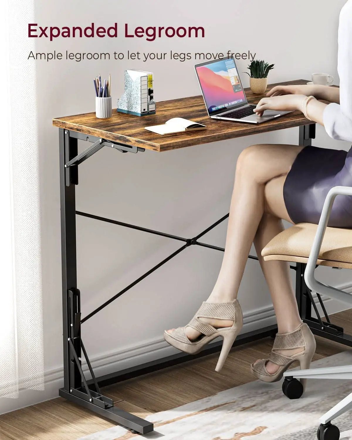 31.5 Inch Collapsible Tray Desk Rustic Brown Premium Finish from PriceLows™