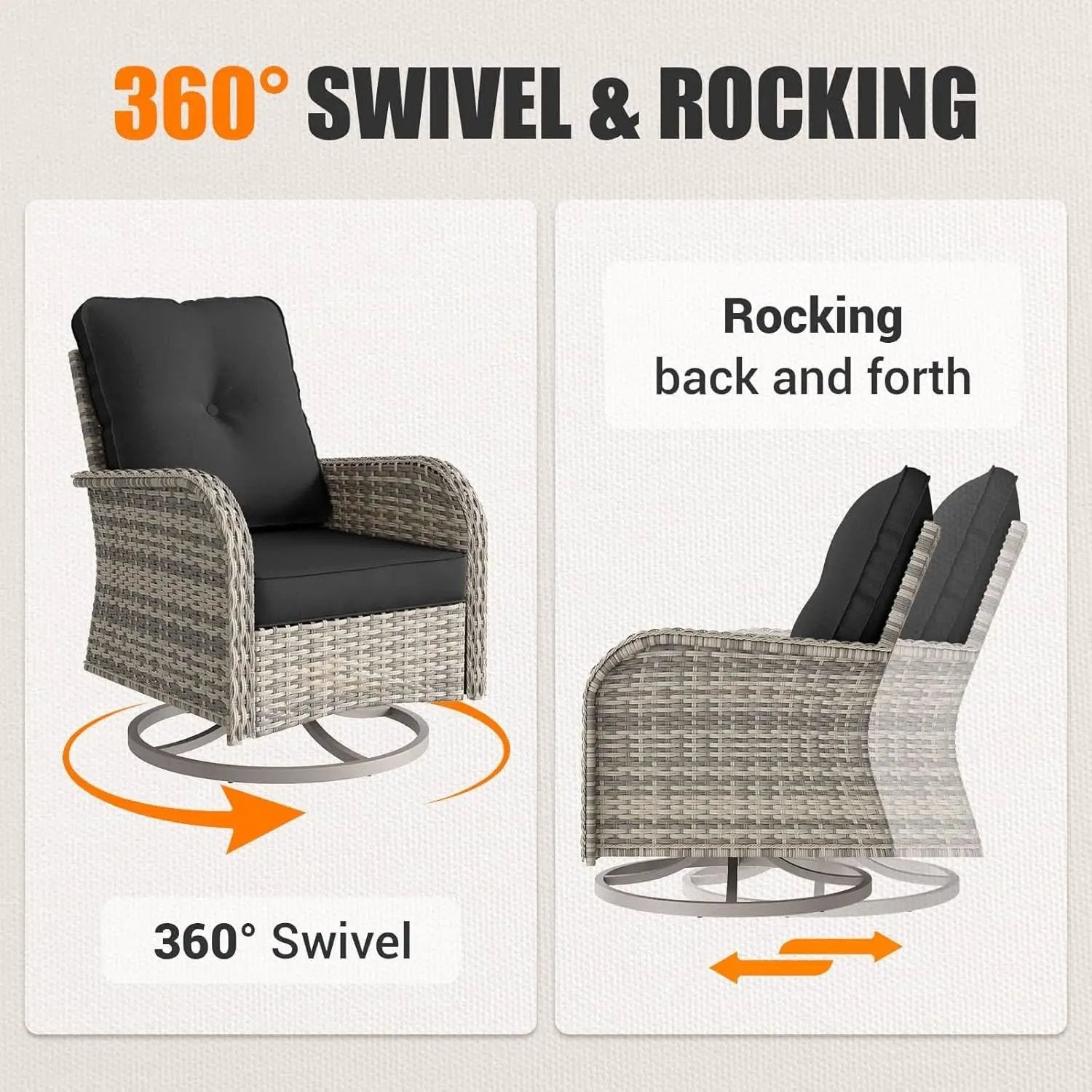Outdoor Patio Wicker Rattan Swivel Rocking Chair Set from PriceLows™