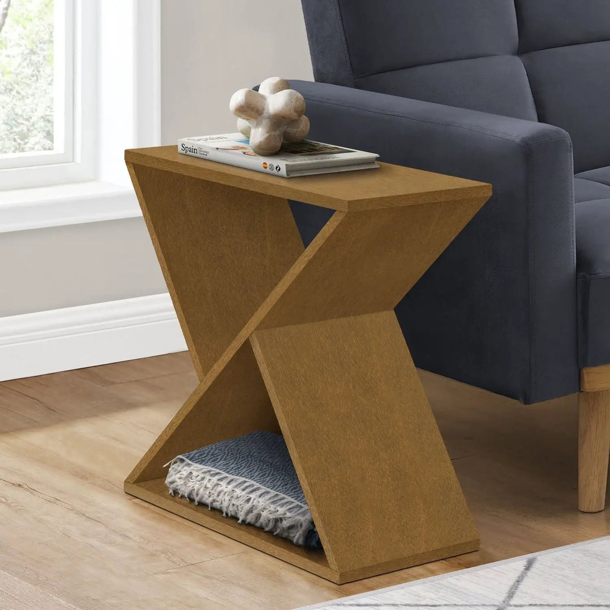 Accent Side Table | 24 Inch High | Veneer Finish | Modern Nightstand