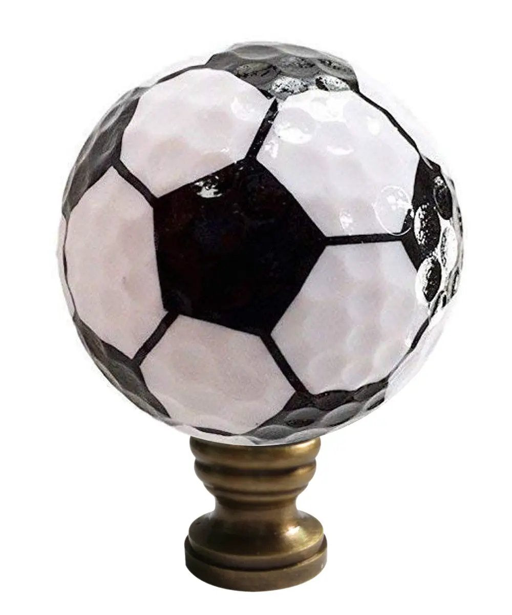 Lamp Finial | Soccer Ball Design | Black And White Pattern | 2.25 Inch