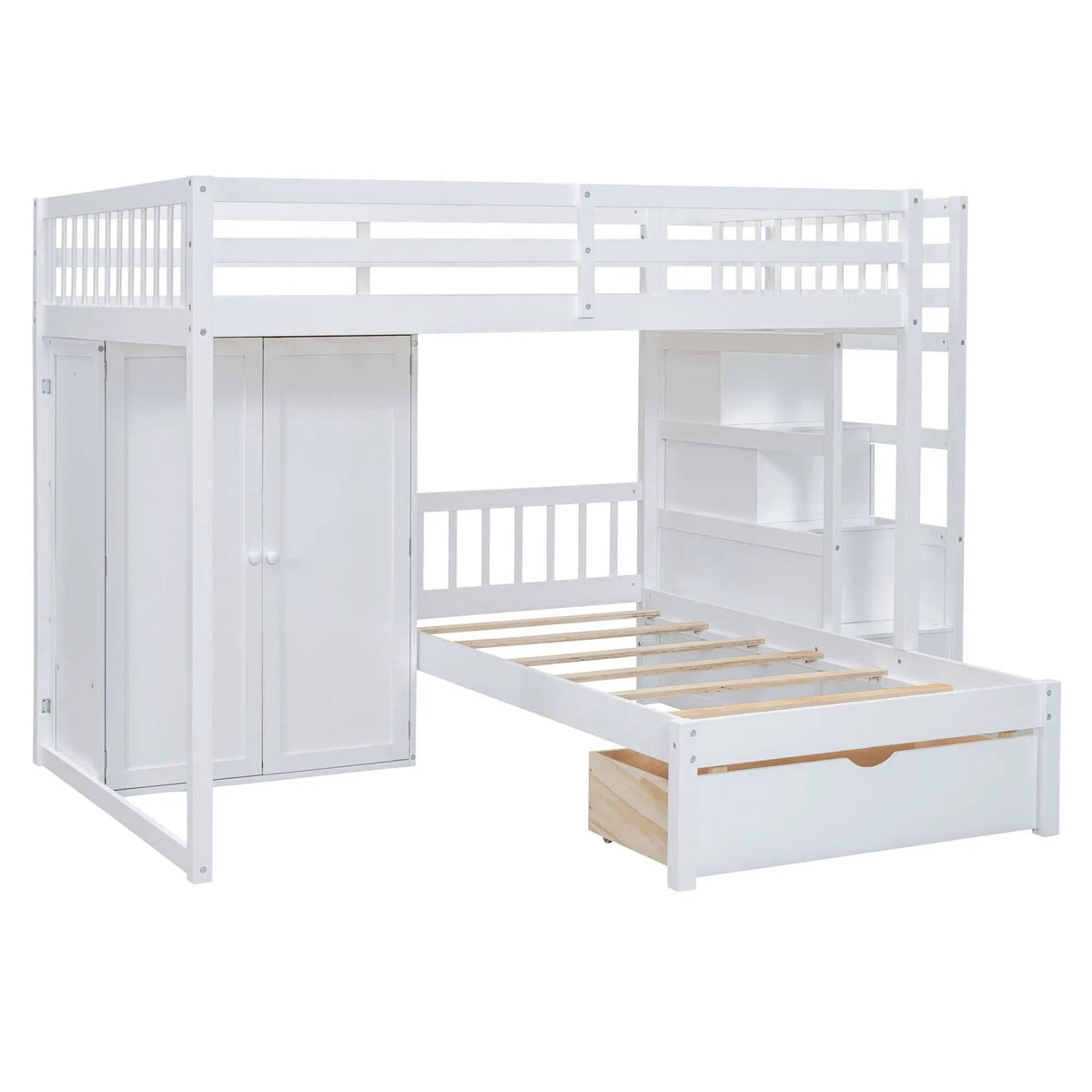 Bunk Bed With Wardrobe, Drawers | 2 Pieces | Bedroom Furniture | Bedroom