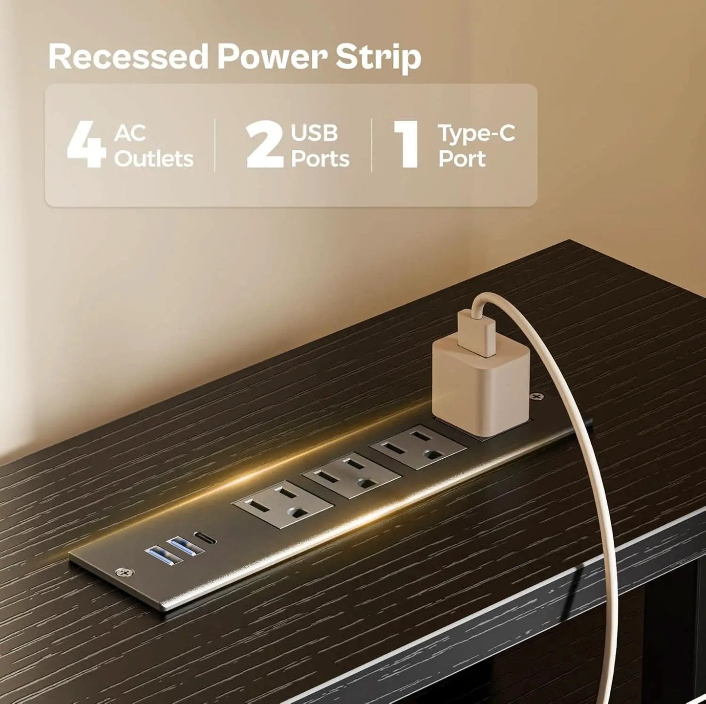 47 Inch Computer Desk With 4 Drawers And LED Lights Black from PriceLows™