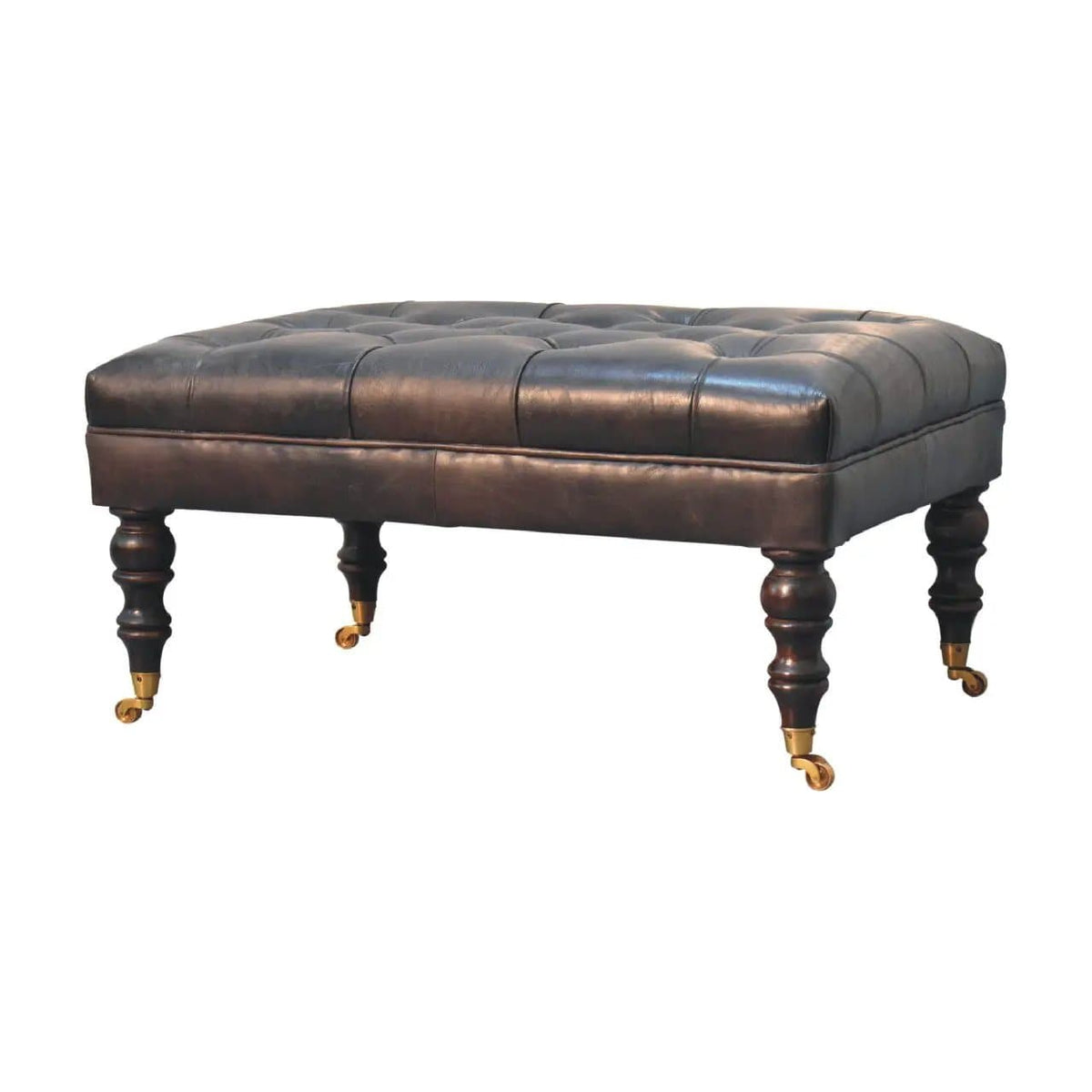 Buffalo Ottoman With Castor Legs | 7 Pieces | Mango Wood | Living Room