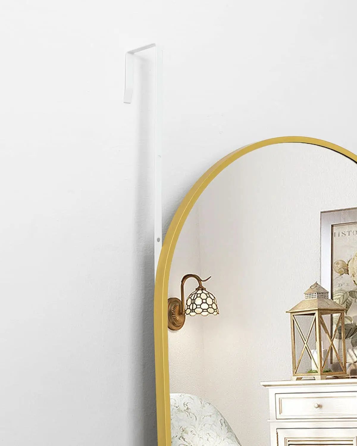 Gold Full Length Door Mirror 16x50 Inches Arched Over the Door from PriceLows™