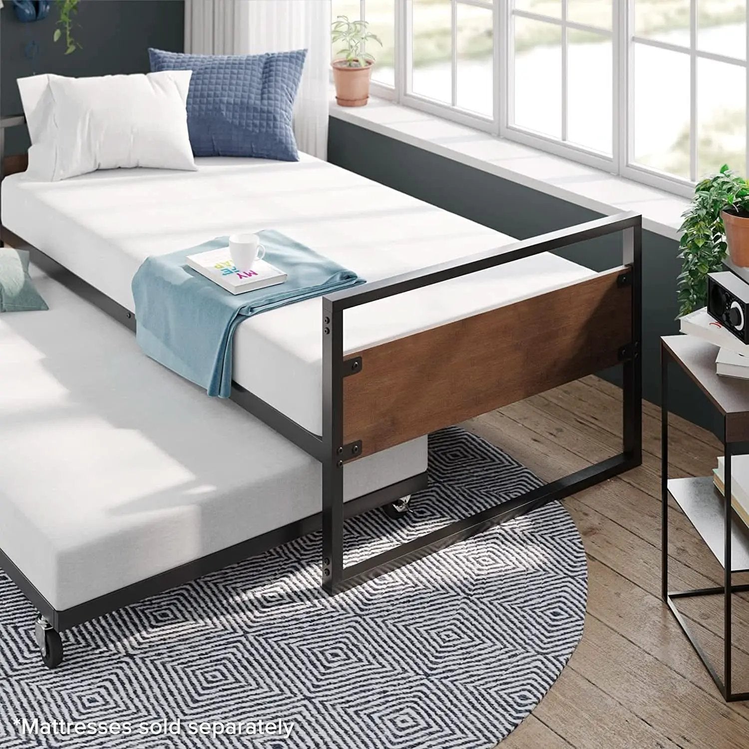 Twin Over Full Metal Bunk Beds With Trundle In Black from PriceLows™