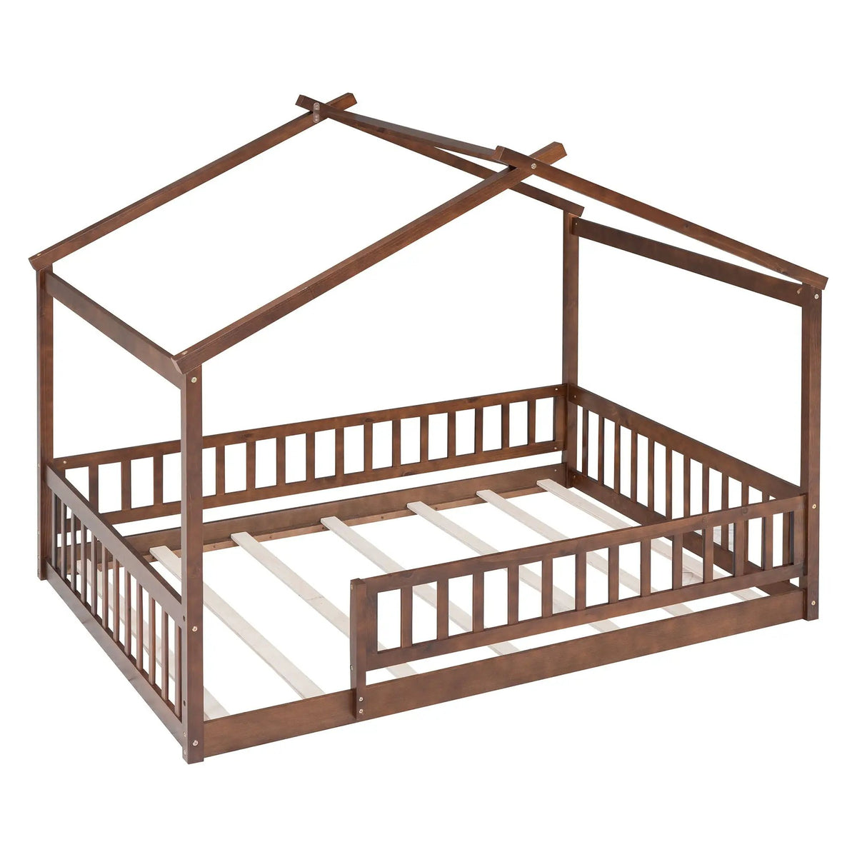 Kids Bed Frame | Playhouse Design | Roof And Fence | Toddler Size